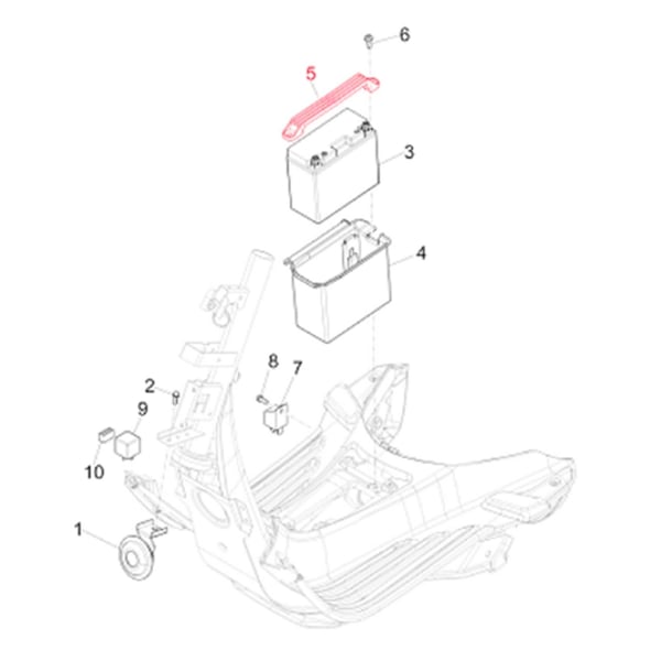 Image of Batteriehaltebügel Mittelteil Durchstieg PIAGGIO für Vespa Primavera/Sprint 50-150ccm