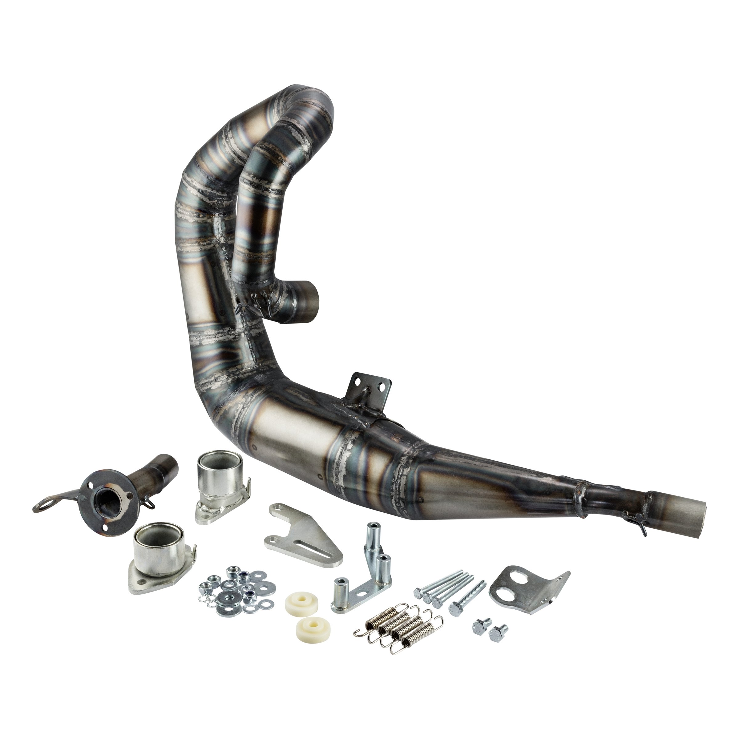 Image of Rennauspuff JL RST, Material: Stahl klarlackiert, Dämpfer: OHNE Endschalldämpfer für Lambretta 125 LI/LIS/DL/GP/150 LI/LIS/SX/DL/GP/175 TV 2°-3°/200 TV/SX/DL/GP für Lambretta 125 LI/LIS/DL/GP/150 LI/LIS/SX/DL/GP/175 TV 2°-3°/200 TV/SX/DL/GP