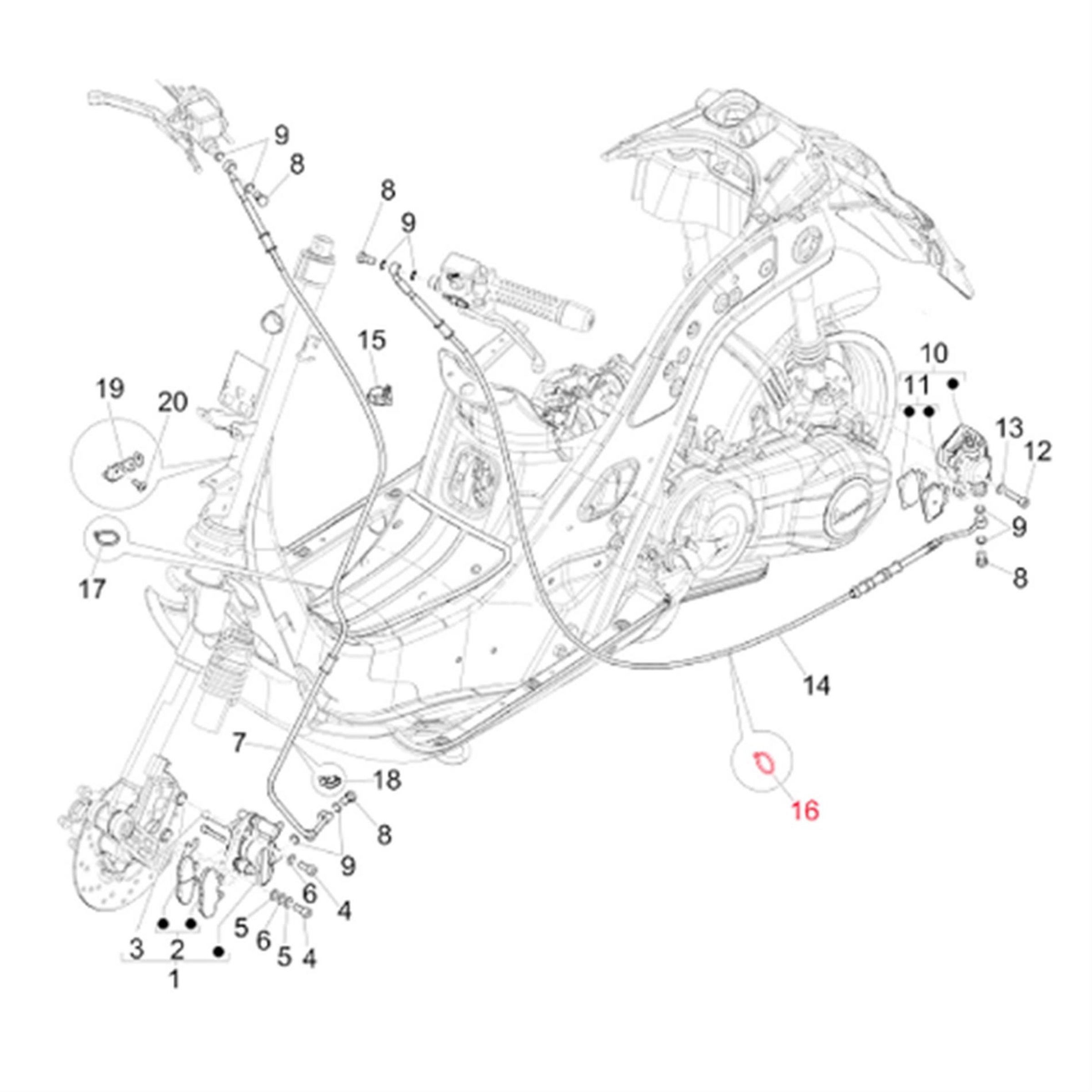 Image of Schelle Bremsleitung, PIAGGIO für Vespa GTS/GTS Super/GTV/GT 60/GT/GT L 125-300ccm für Vespa GTS/GTS Super/GTV/GT 60/GT/GT L 125-300ccm