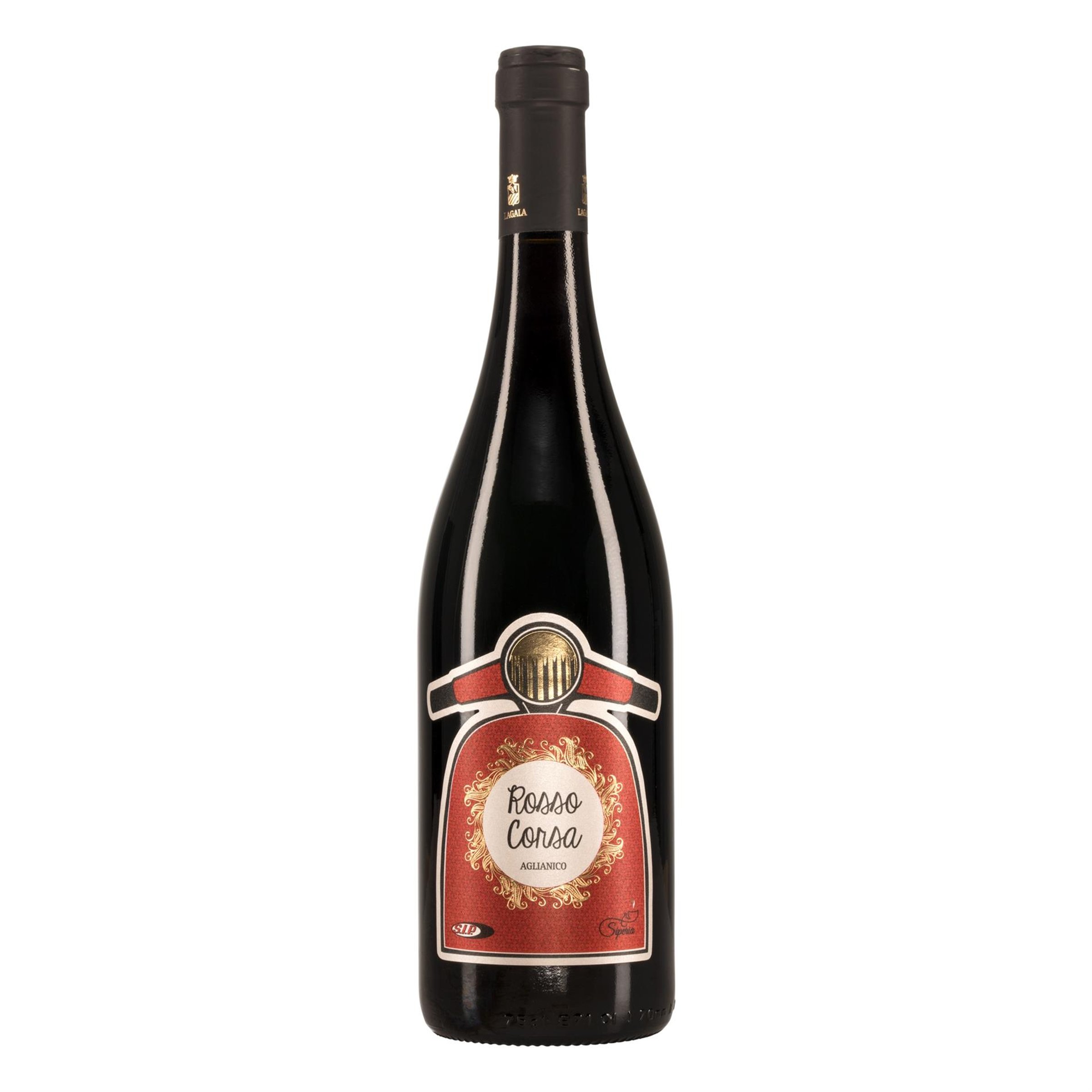 Image of Rotwein „Rosso Corsa“, mit Motiv Vespa Motorroller Aglianico del Vulture, 2016