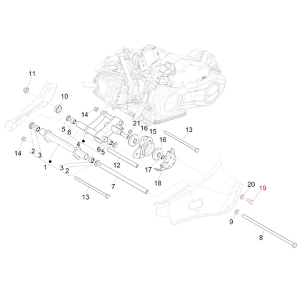 Image of Schraube Halter Schwingarm M10x25 mm, PIAGGIO für Vespa Primavera/Sprint 125-150ccm