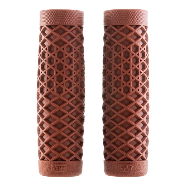 Image of Griffe CULT VANS Waffle Ø 24/24 mm L 125 mm für Vespa 50-125 PV/ET3/125 GT/GTR/Super/TS/150 GL/Sprint/V/Super/180SS/200 Rally/PX80-200/PE Lusso'98/MY Gummi, mahagoni braun RAL 8016, für Lenkerrohre Ø 24/24mm, L 125 mm, ohne Lenkerenden-Öffnung, und Note 1