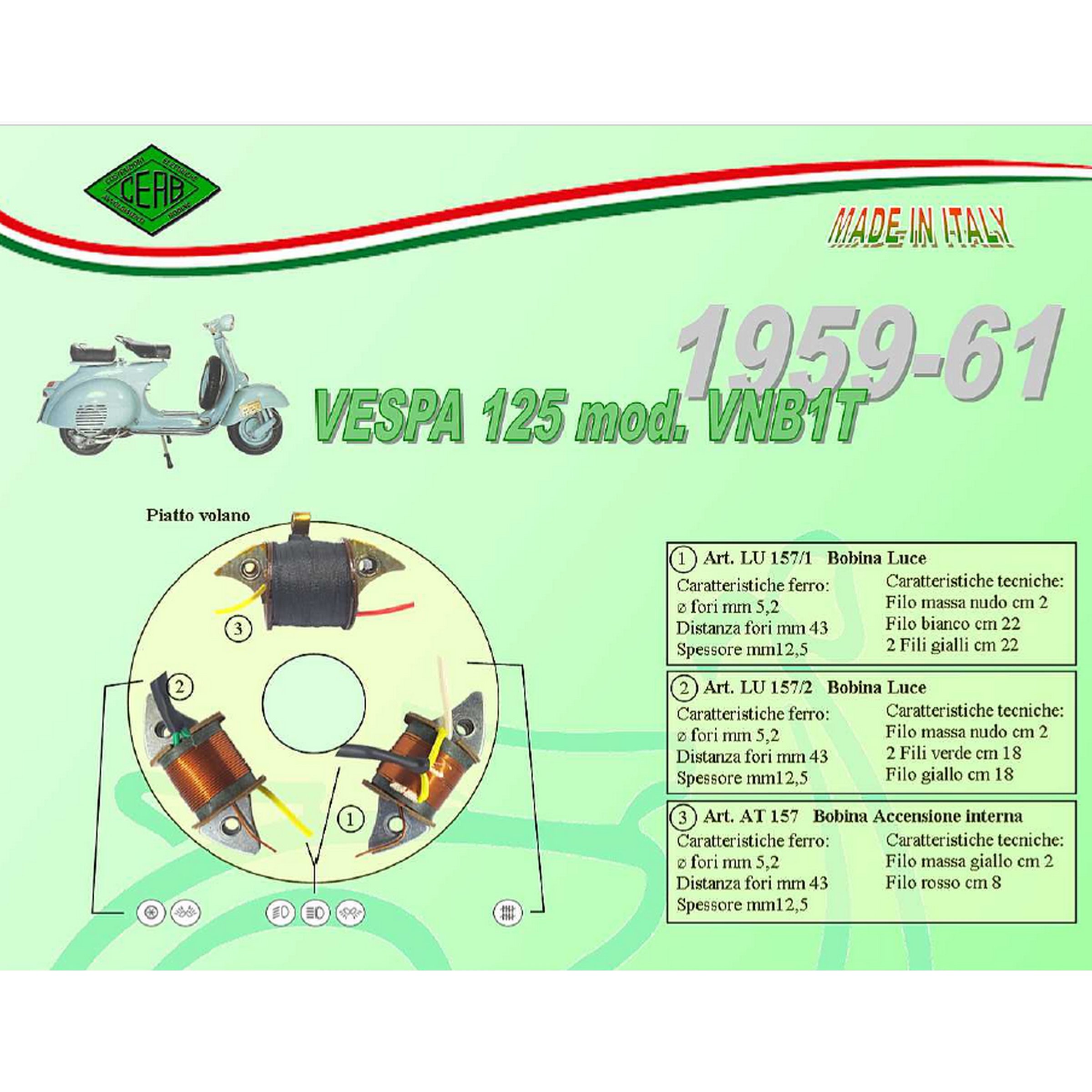 Image of Speisespule Lichtmaschine CEAB 1° Lichtspule, LU157/1 für Vespa 125 VNB1T für Vespa 125 VNB1T