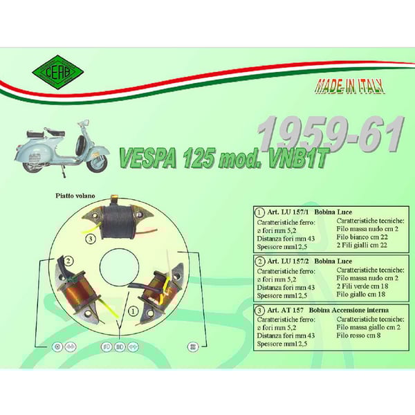 Image of Speisespule Lichtmaschine CEAB 1° Lichtspule, LU157/1 für Vespa 125 VNB1T