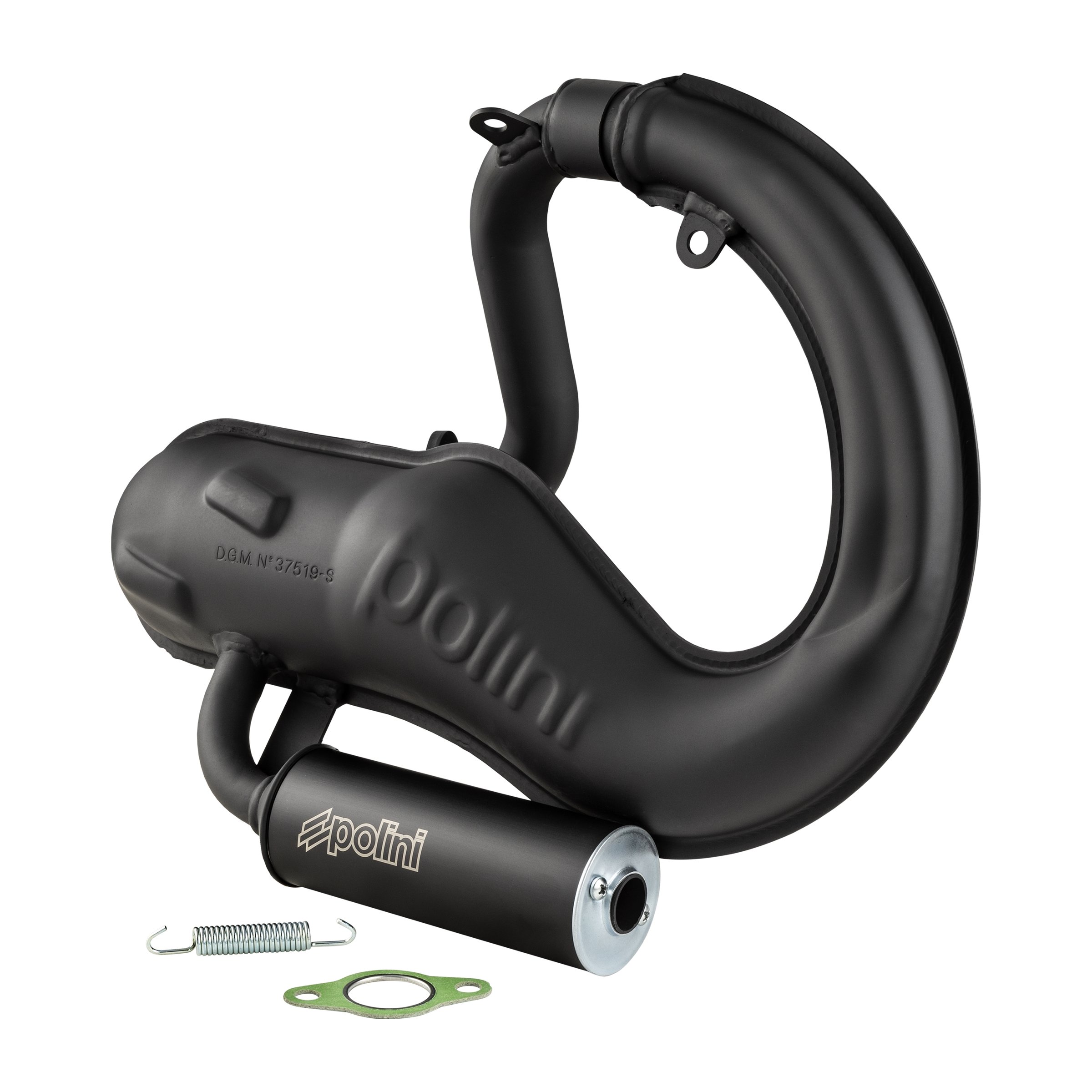 Image of Rennauspuff POLINI Banane Sport 200.2050/S, Material: Stahl, Dämpfer: Aluminium Farbe (ESD): schwarz für Vespa PK50/S/SS/XL/XL2/XLS/HP/FL/N/Rush für Vespa PK50/S/SS/XL/XL2/XLS/HP/FL/N/Rush