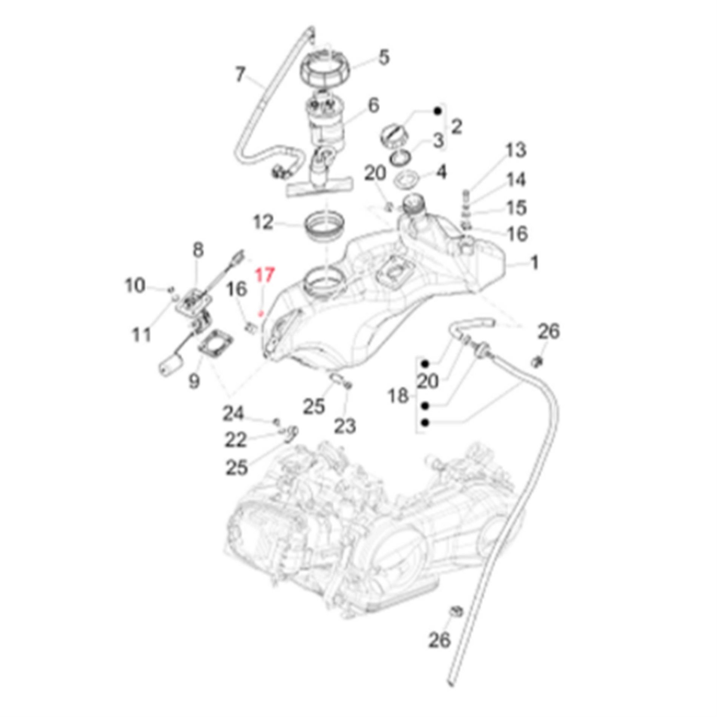 Image of Distanzstück Tank, PIAGGIO für Vespa Primavera/Sprint/946 50-150ccm für Vespa Primavera/Sprint/946 50-150ccm
