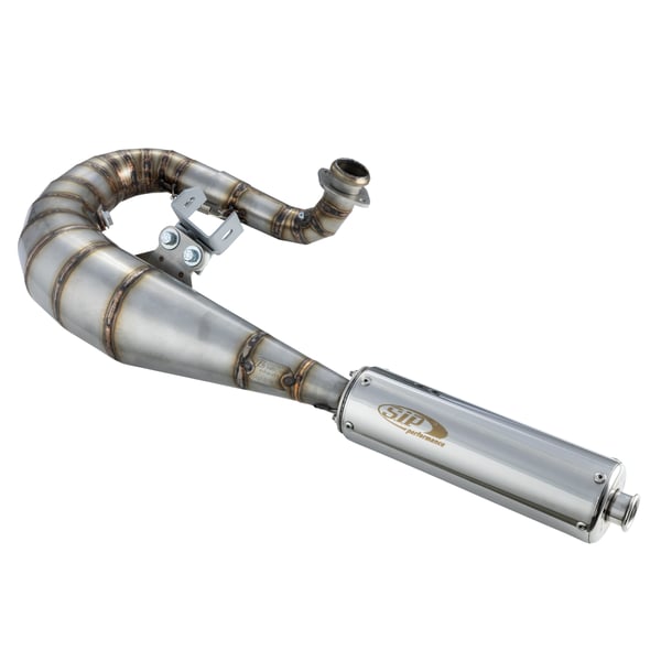 Image of Rennauspuff SIP PERFORMANCE MUSTANG Design by NORDSPEED, Edelstahl unlackiert, Dämpfer: Edelstahl Farbe (ESD): silber für Vespa T5