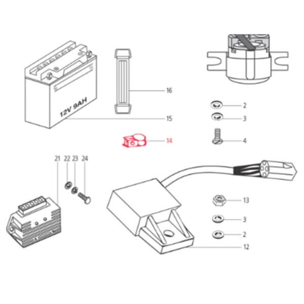 Image of Halteklammer LML, Kabelstrang, C-4706743 für LML Star 125-200 4T/Star Deluxe 125-150 4S/Speedy