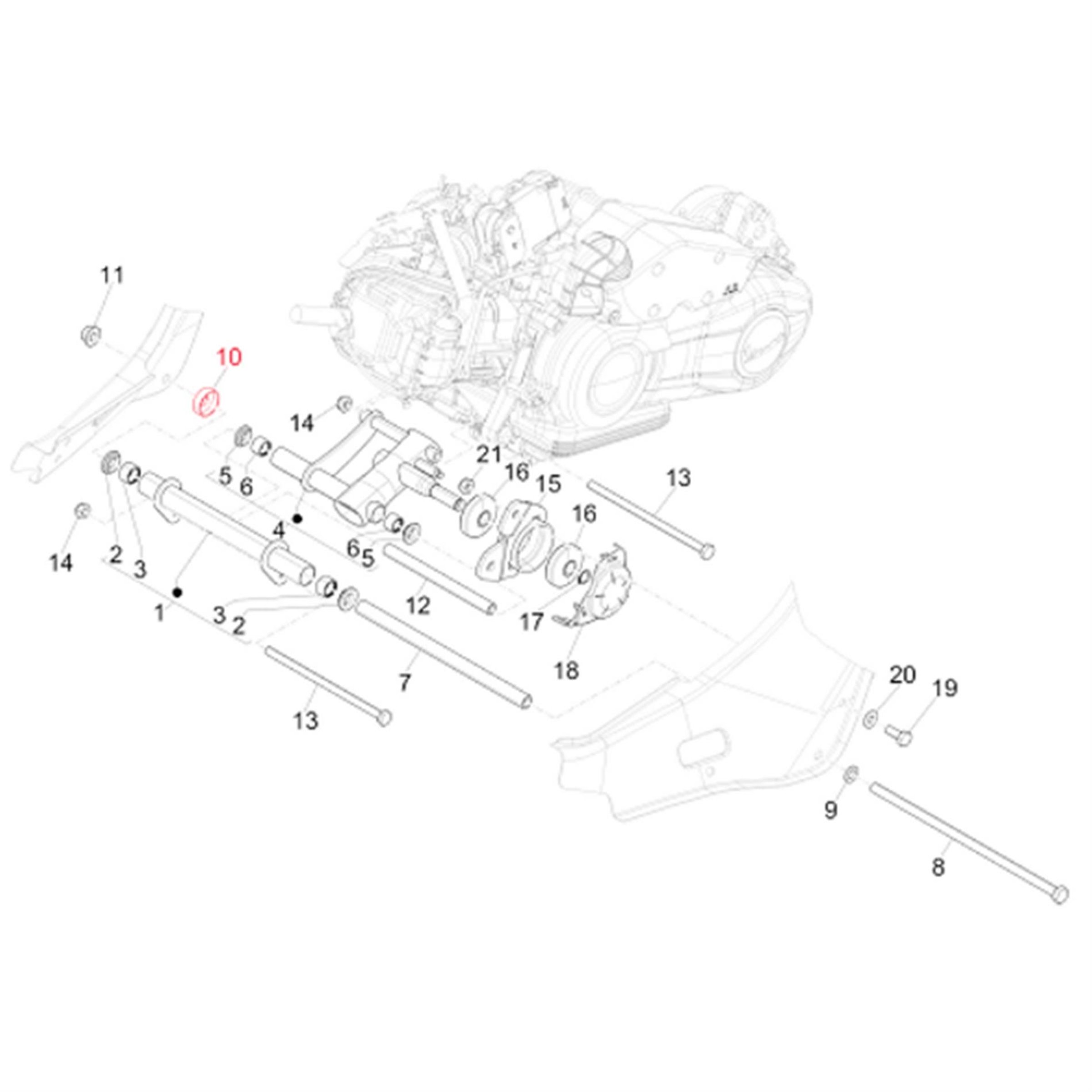 Image of Distanzstück Schwingarm, PIAGGIO für Vespa Primavera/Sprint 125-150ccm für Vespa Primavera/Sprint 125-150ccm