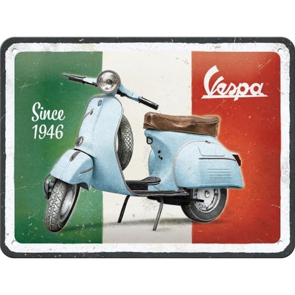 Image of Blechschild mit Motiv Vespa - Since 1946 grün/weiß/rot