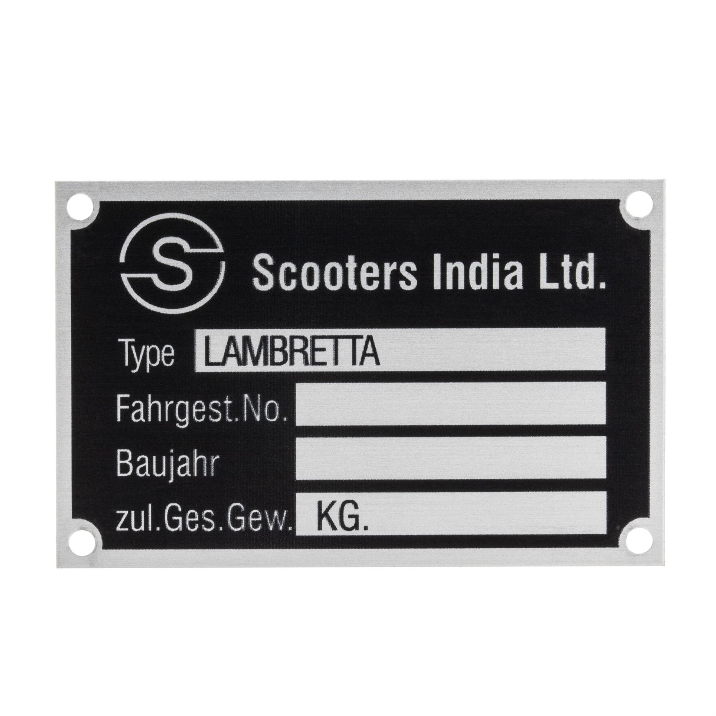 Image of Typenschild Scooters India Ltd für Lambretta für Lambretta