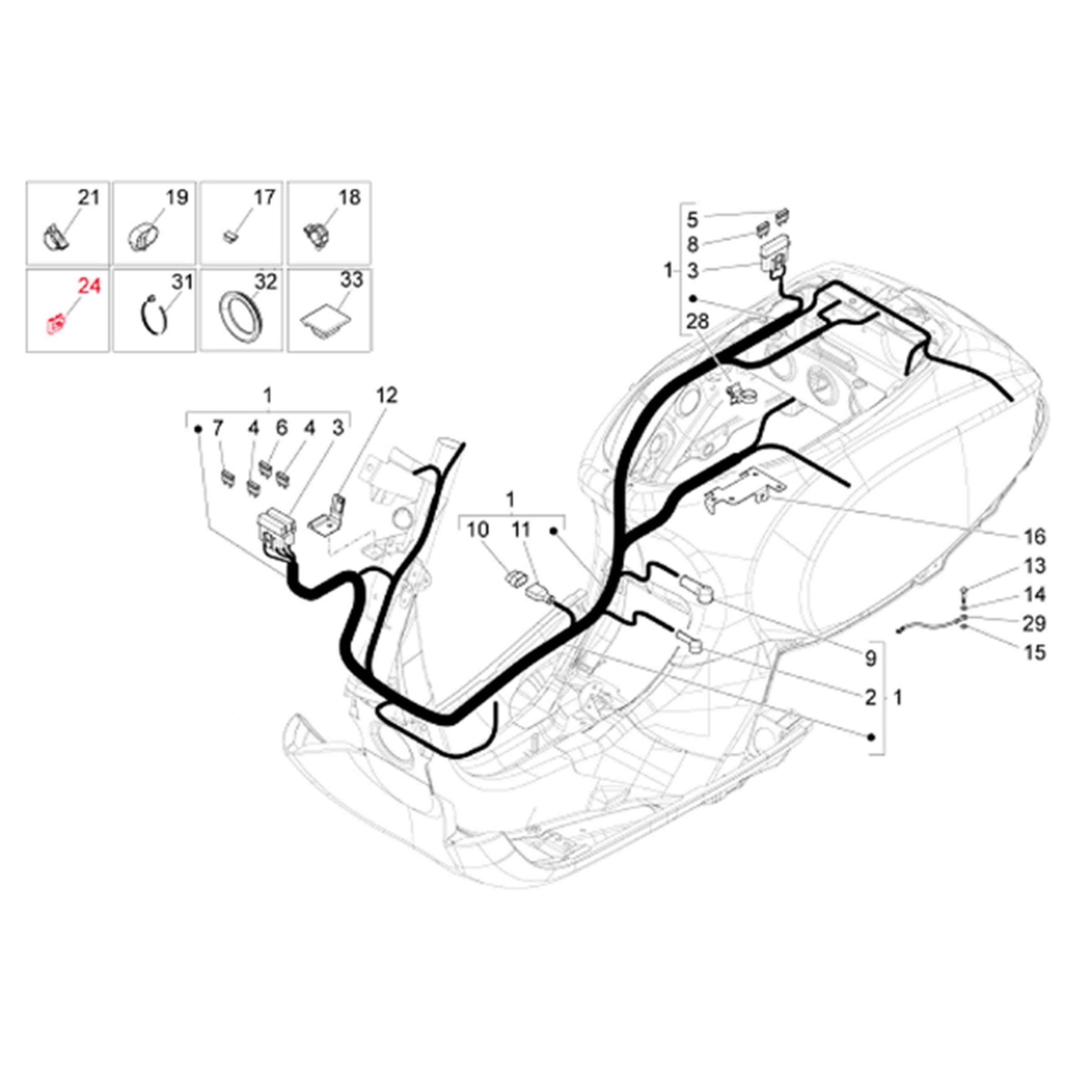 Image of Halteclip PIAGGIO, Kabelbaum, 641769 für Vespa LX/S 125-150ccm 4T AC für Vespa LX/S 125-150ccm 4T AC