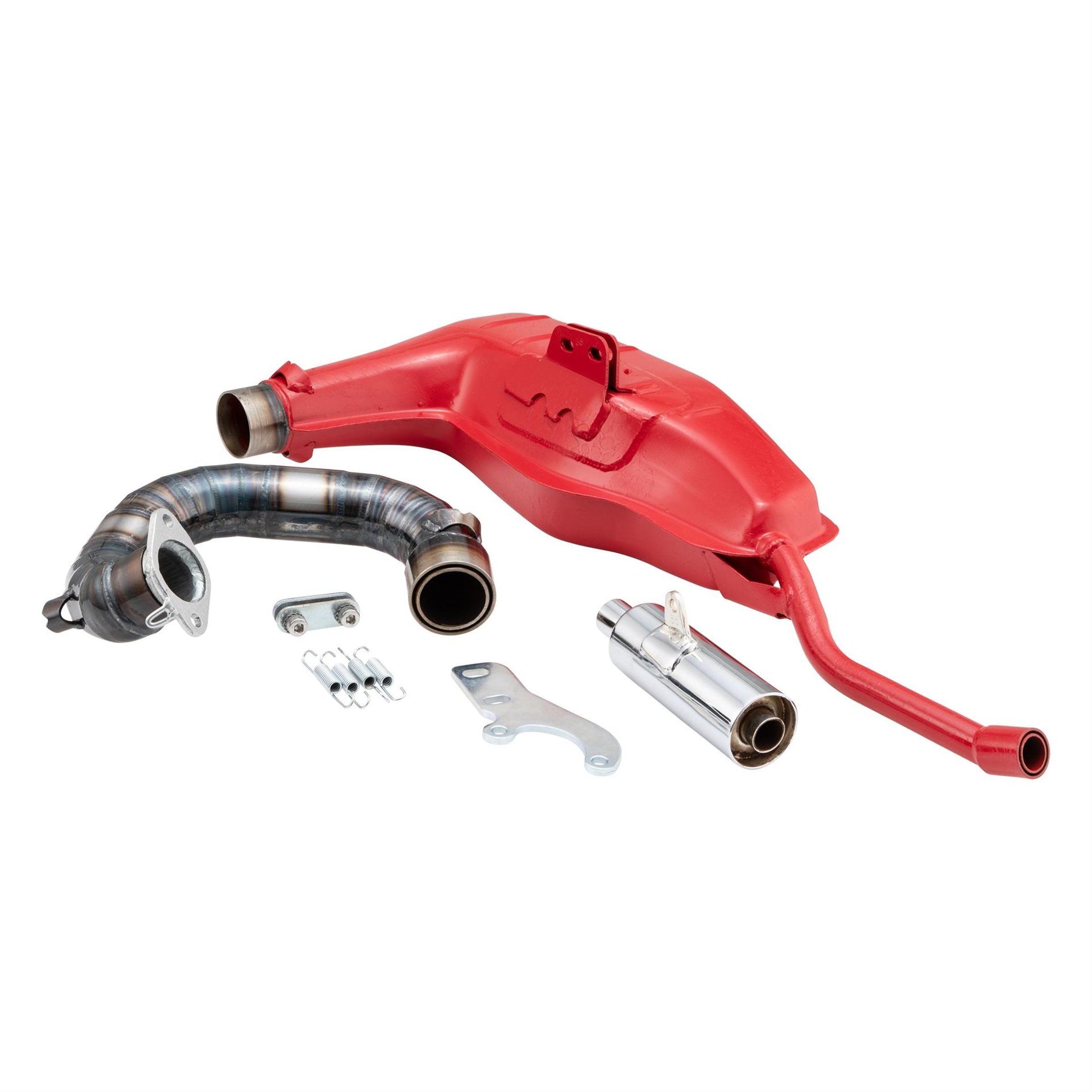 Image of Rennauspuff Clubsport Silent, Material: Stahl rot, Farbe (ESD): chrom für Lambretta 125 LI/LIS/DL/GP/150 LI/LIS/SX/DL/GP/175 TV 2°-3°/200 TV/SX/DL/GP für Lambretta 125 LI/LIS/DL/GP/150 LI/LIS/SX/DL/GP/175 TV 2°-3°/200 TV/SX/DL/GP