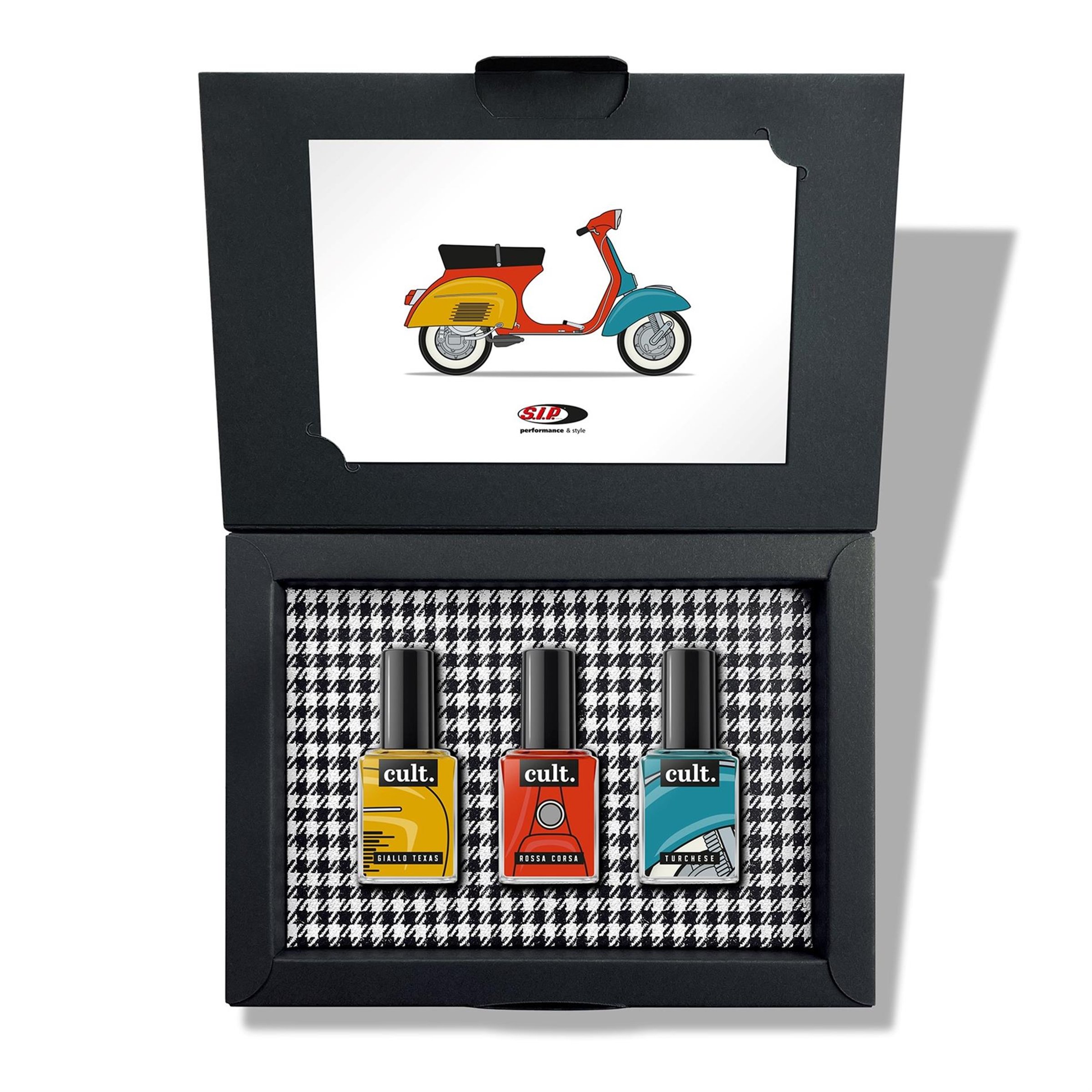 Image of Nagellack-Set Vespa Farben blau, turchese 240/gelb, giallo texas 935/rot, rosso corsa 806
