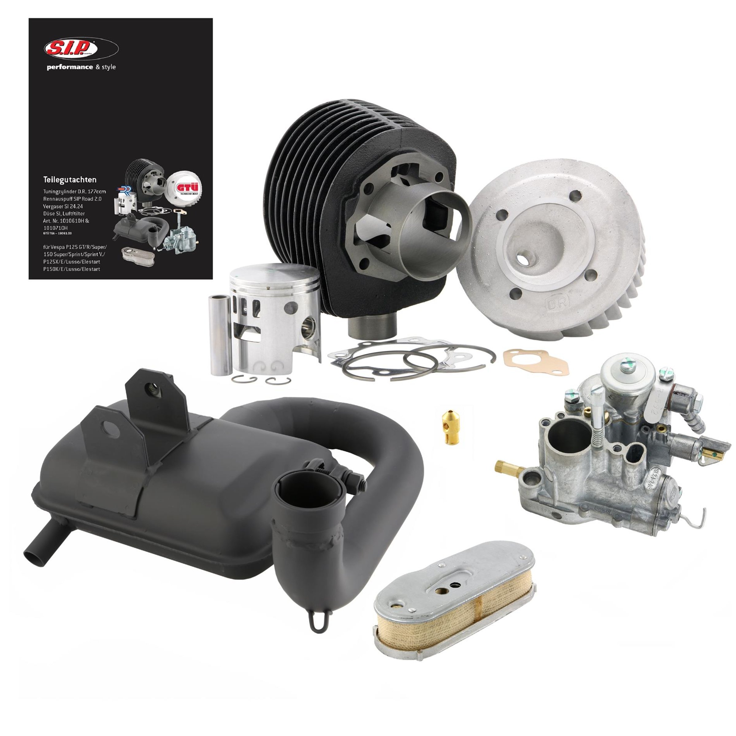 Image of Tuningkit SIP D.R. 177 ccm ROAD "Legal" für Vespa P125-150X/PX125-150E/Lusso für Vespa P125-150X/PX125-150E/Lusso