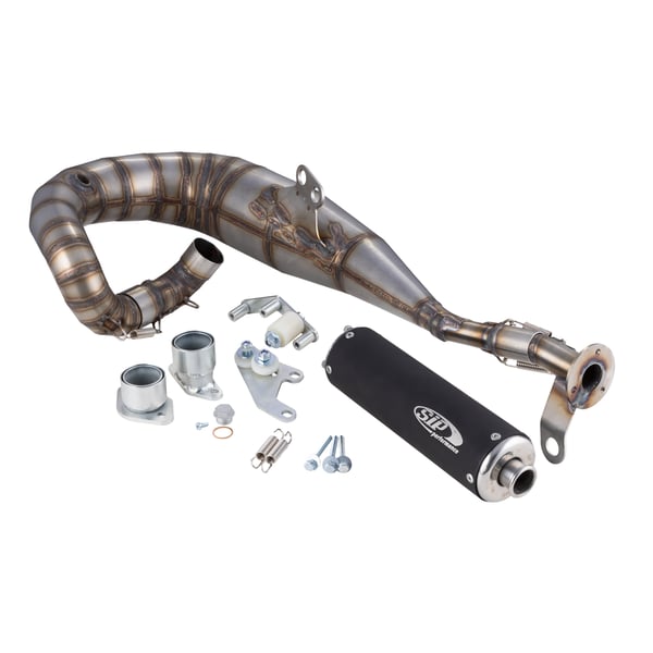 Image of Rennauspuff SIP Performance Touring Design by NORDSPEED, Material: Edelstahl, Dämpfer: Aluminium Farbe (ESD): schwarz eloxiert für Lambretta 125 LI/LIS/DL/GP/150 LI/LIS/SX/DL/GP/175 TV 2°-3°/200 TV/SX/DL/GP