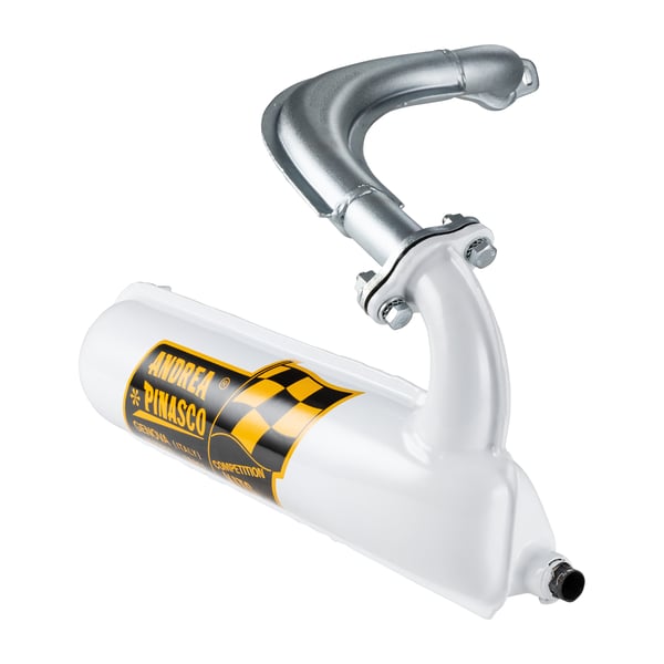 Image of Rennauspuff PINASCO "White Edition" Banane, Material: Stahl weiß für Vespa 50/N/L/R/S/Special/SR/SS