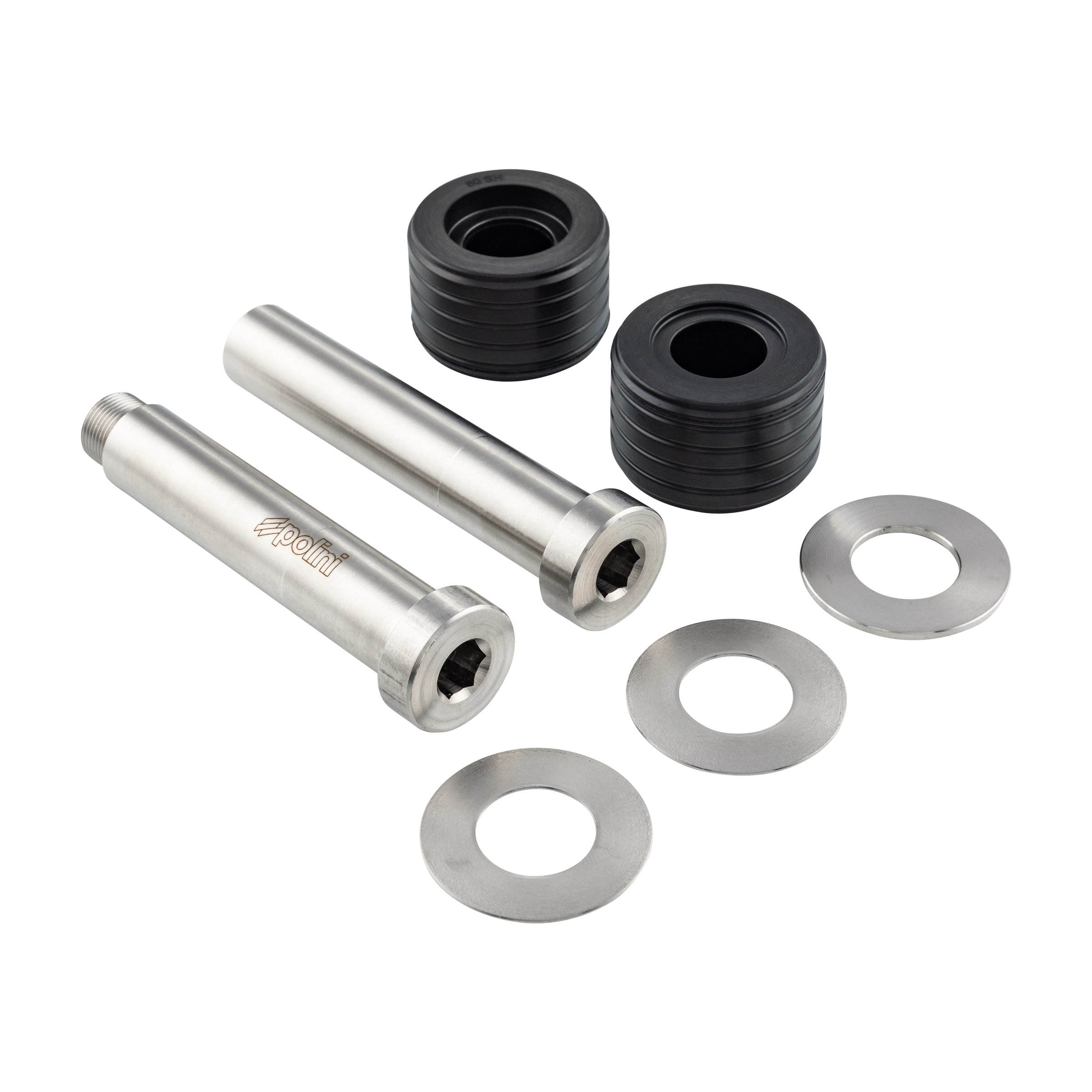 Image of Silentgummi Kit Motorschwinge, links & rechts, schwarz, POLINI für Vespa 90 2°-125/PV/ET3/PK80-125 S/PK125/ETS/N/XL2 für Vespa 90 2°-125/PV/ET3/PK80-125 S/PK125/ETS/N/XL2