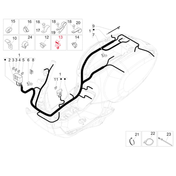 Image of Halteclip PIAGGIO, Kabelbaum für Vespa LX/Primavera/Sprint 125-150ccm