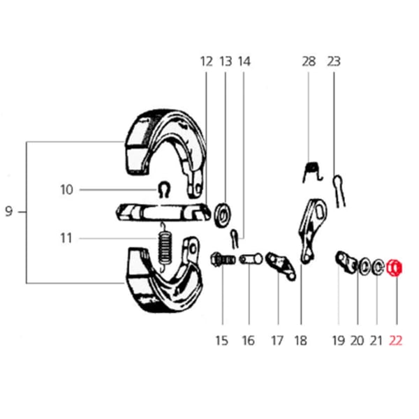 Image of Mutter, Bremsarm, LML für LML Star 125-200 4T/Star Deluxe 125-150 4S/Speedy