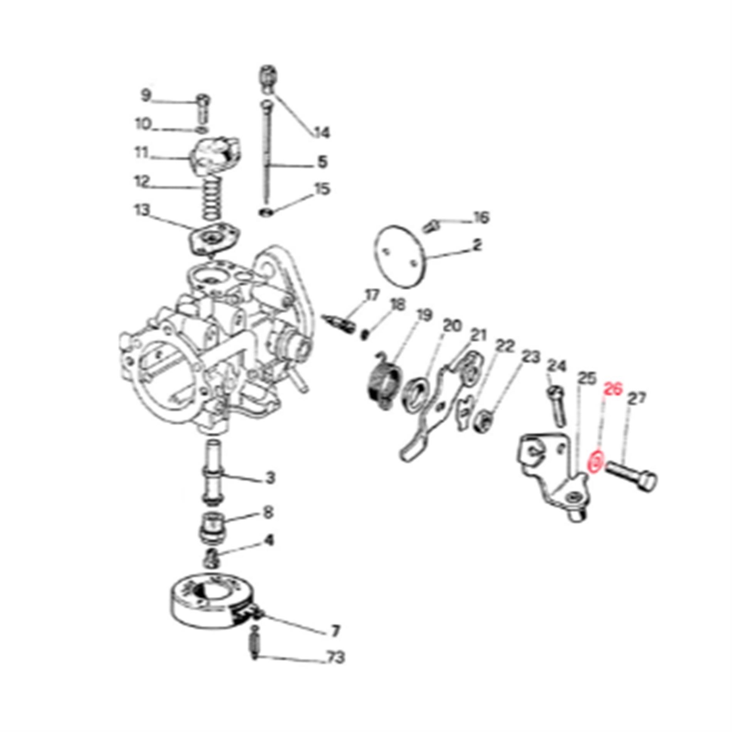 Image of Unterlegscheibe DELL'ORTO, Schraube Drosselklappenhebel, 0958100 23
