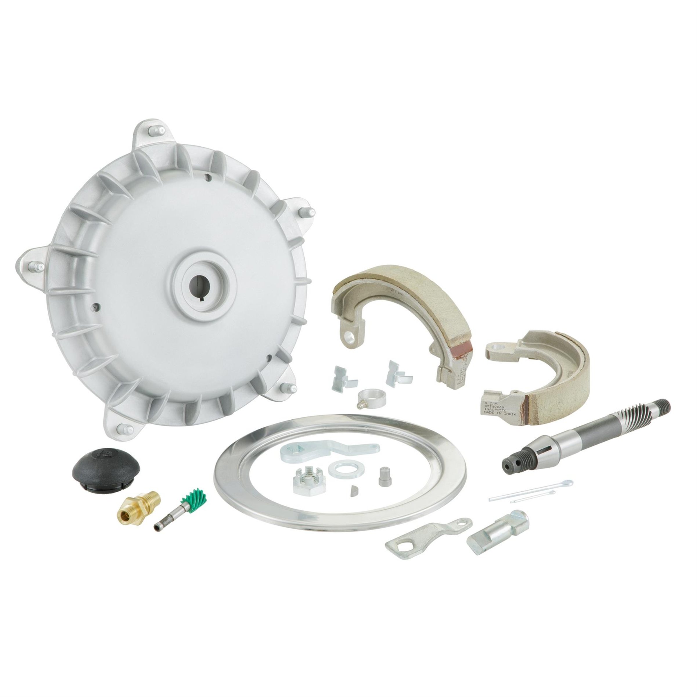 Image of Bremstrommel Umrüstkit von 8" auf 10" Reifen vorne für Vespa 125 V30-33/VM/VN/VNA/VNB/ACMA/Hoffmann C/Super/150 VL/VB/VBA/VBB/Super/P150S für Vespa 125 V30-33/VM/VN/VNA/VNB/ACMA/Hoffmann C/Super/150 VL/VB/VBA/VBB/Super/P150S