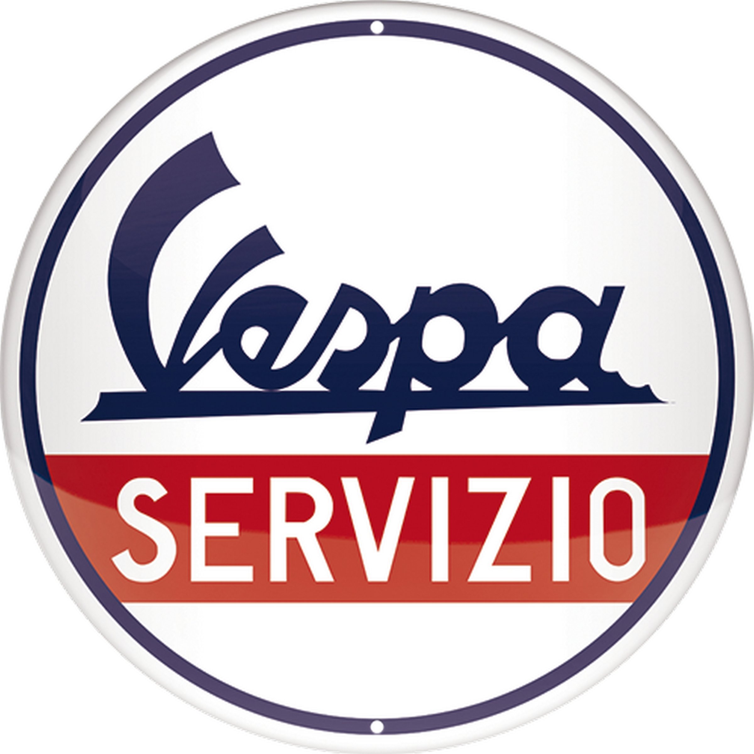 Image of Blechschild "Vespa Servizio" weiß/blau/rot