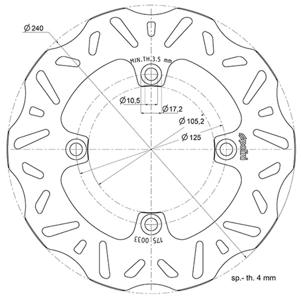 Image of Bremsscheibe POLINI 175.0033 für HONDA/PEUGEOT 125-250ccm
