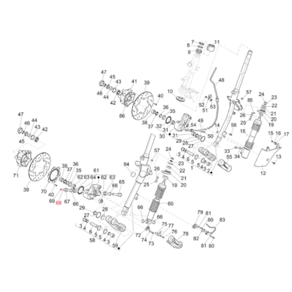 Image of Unterlegscheibe Schraube Stoßdämpfer, vorne, PIAGGIO für Vespa Primavera/Sprint/GTS/GTS Super 50-300ccm ('14-'16)