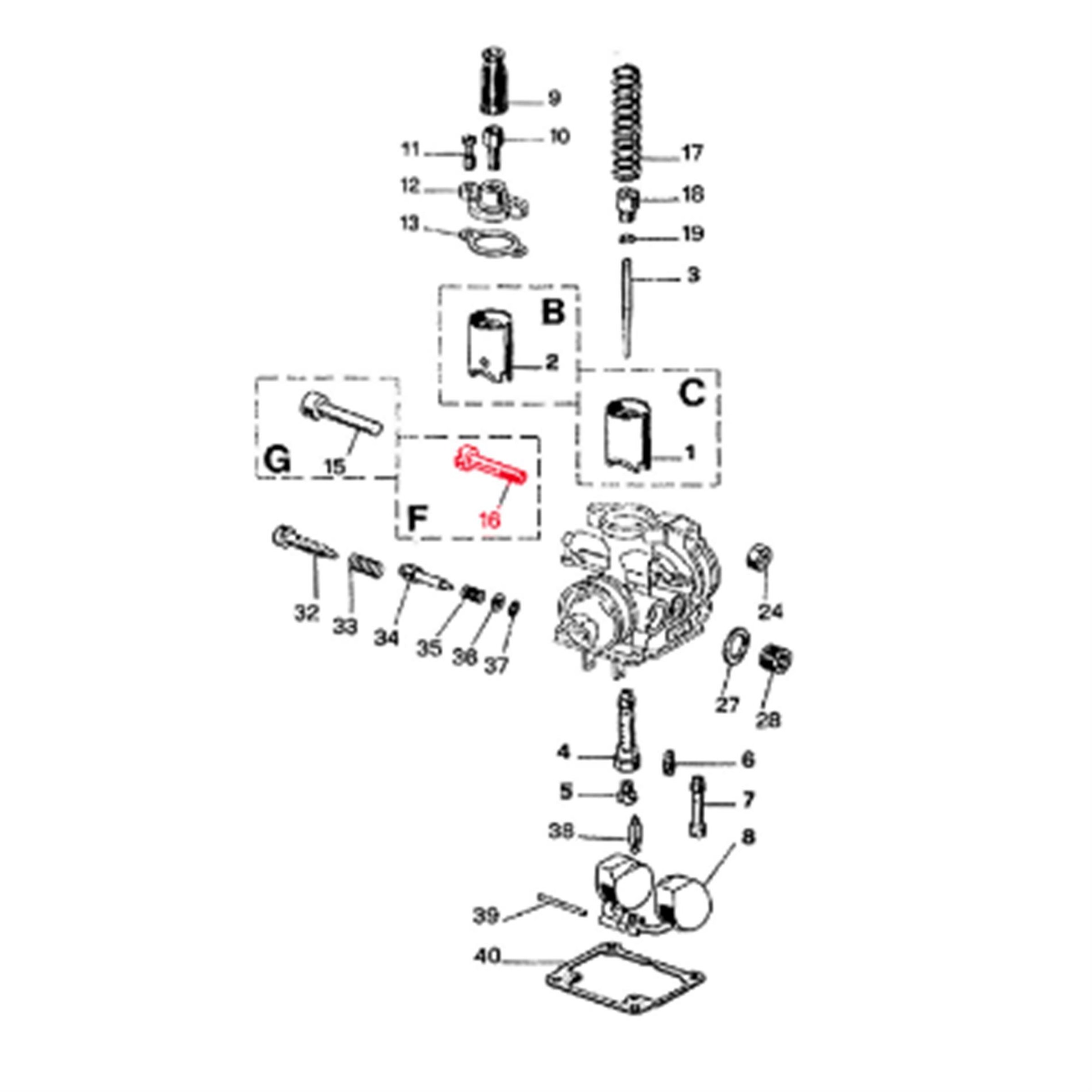 Image of Schraube DELL'ORTO F, Vergaser Flanschklemmung, B06305