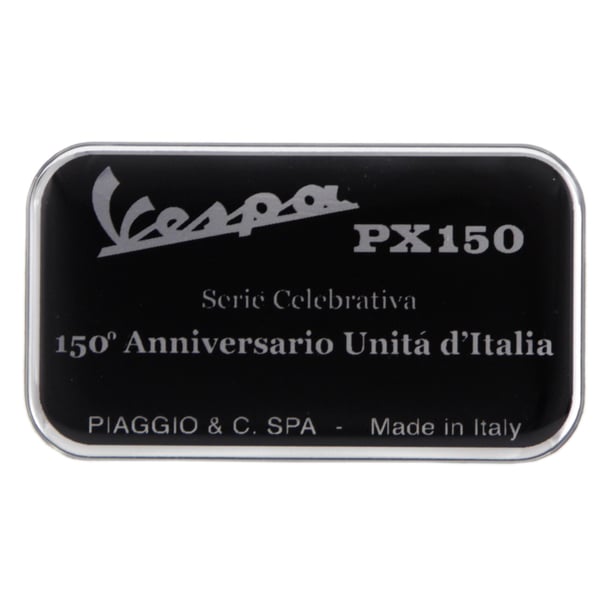 Image of Plakette PIAGGIO mit Motiv Vespa PX150 Motorroller, 150° Anniversario Unita d'Italia