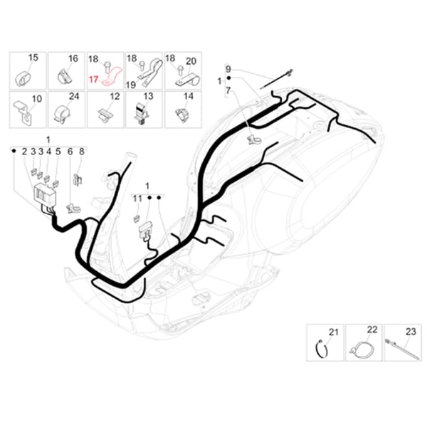 Image of Halteblech PIAGGIO, Kabelbaum, 1D000071 für Vespa Primavera/Sprint 50-150ccm