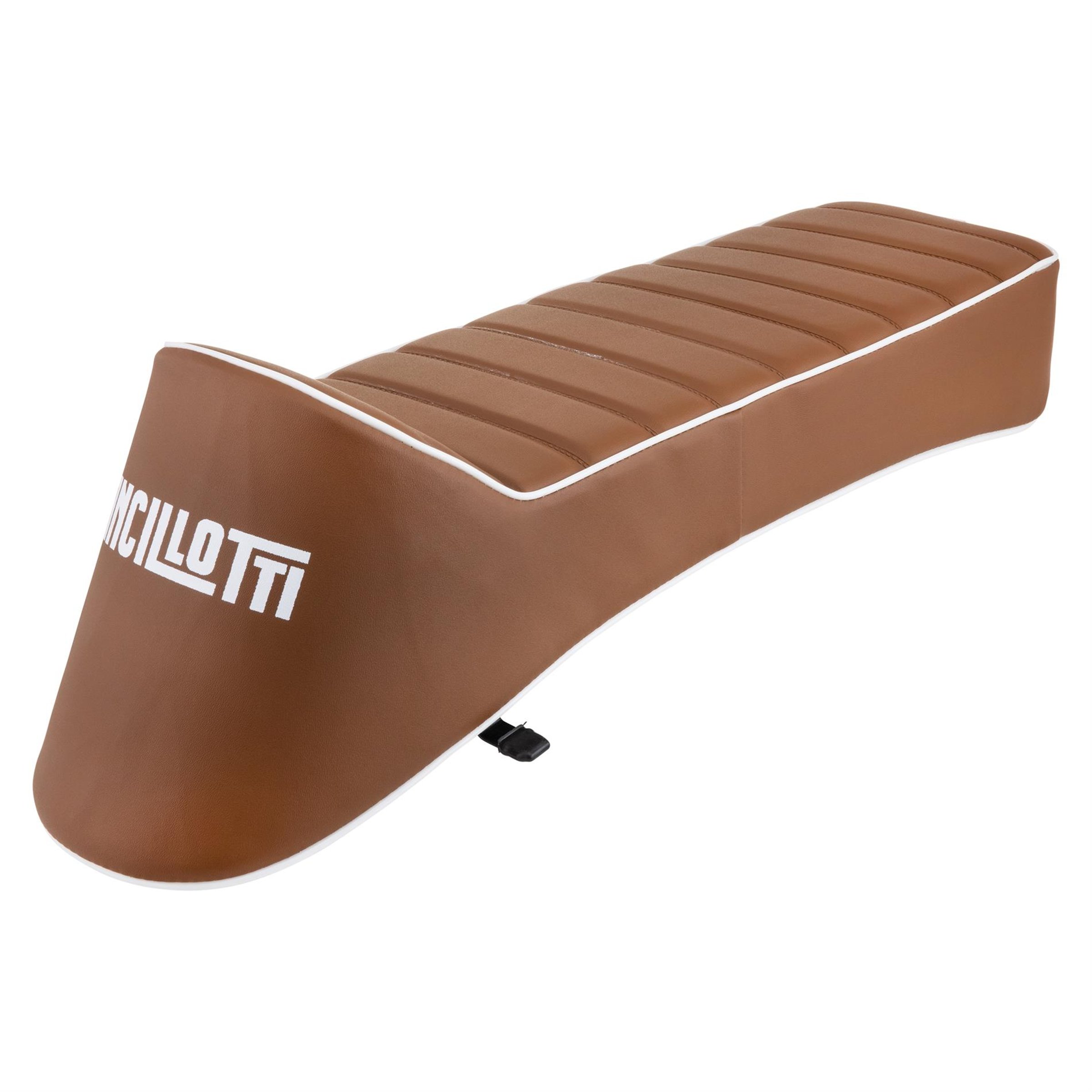 Image of Sportsitzbank Ancelotti braun für Lambretta 125 LI/Special/GP/DL/150 LI/Special/SX/GP/175 TV/200 TV/SX/GP/DL für Lambretta 125 LI/Special/GP/DL/150 LI/Special/SX/GP/175 TV/200 TV/SX/GP/DL