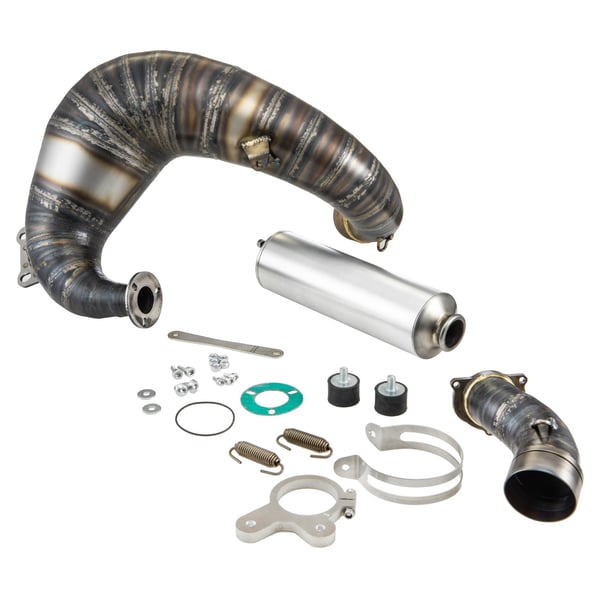 Image of Rennauspuff BFA MOTORI 288, Stahl klarlackiert, Farbe (ESD): silber für Vespa 90/R/SS/100/125/PV/ET3