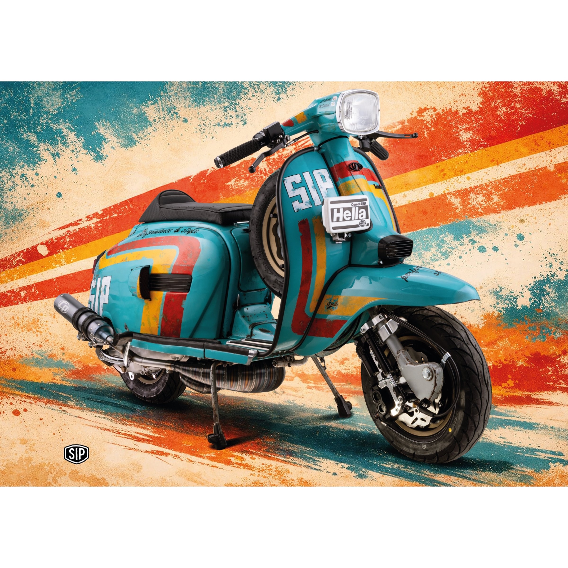 Image of Postkarte SIP mit Motiv Lambretta Innocenti Custom Scooter