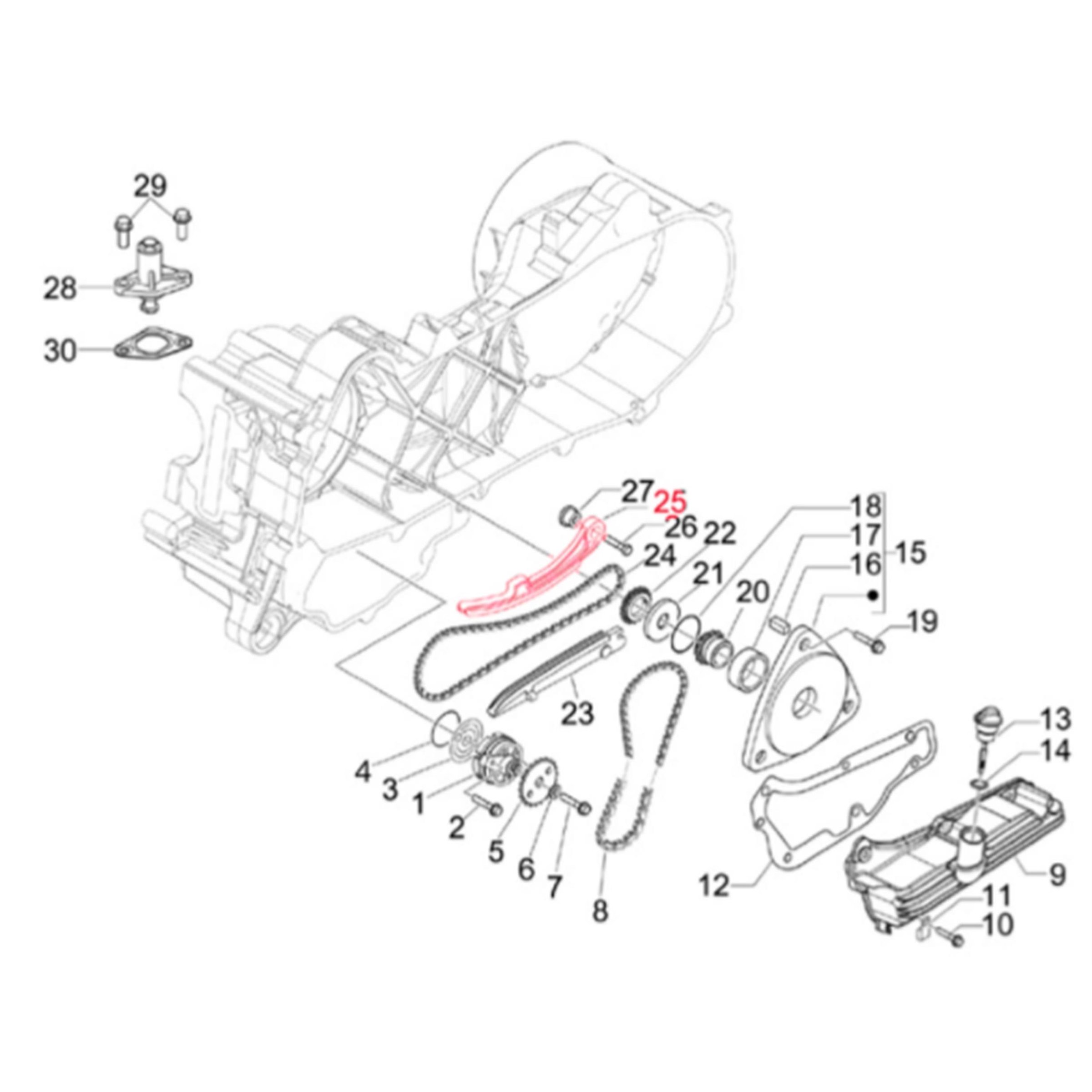 Image of Gleitschiene, Ventilsteuerkette für Vespa ET4/LX/S/Primavera/Sprint 50ccm 4T AC 4-Ventil für Vespa ET4/LX/S/Primavera/Sprint 50ccm 4T AC 4-Ventil