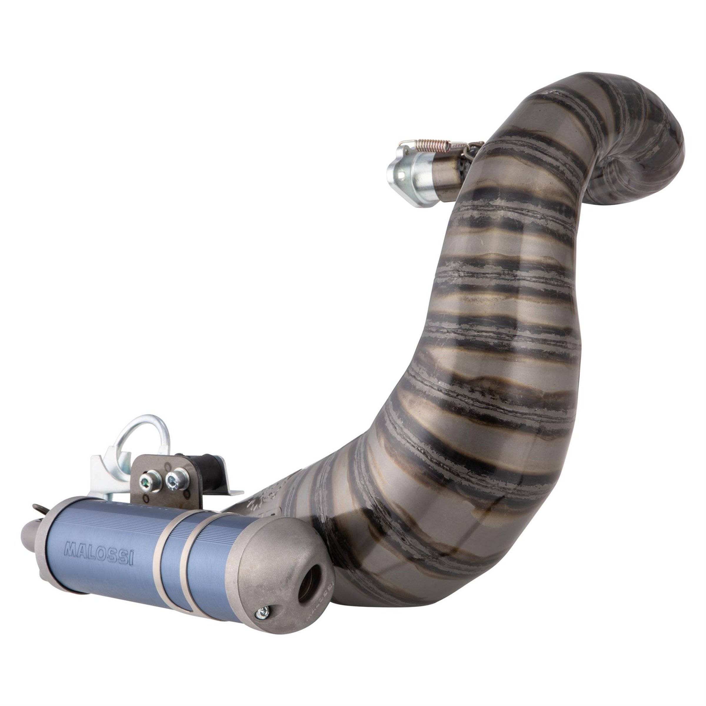 Image of Rennauspuff MALOSSI "Racing MHR" 3216857, Material: Stahl schwarz, Dämpfer: Stahl Farbe (ESD): blau für Vespa 90/R/SS/100/125/PV/ET3 für Vespa 90/R/SS/100/125/PV/ET3