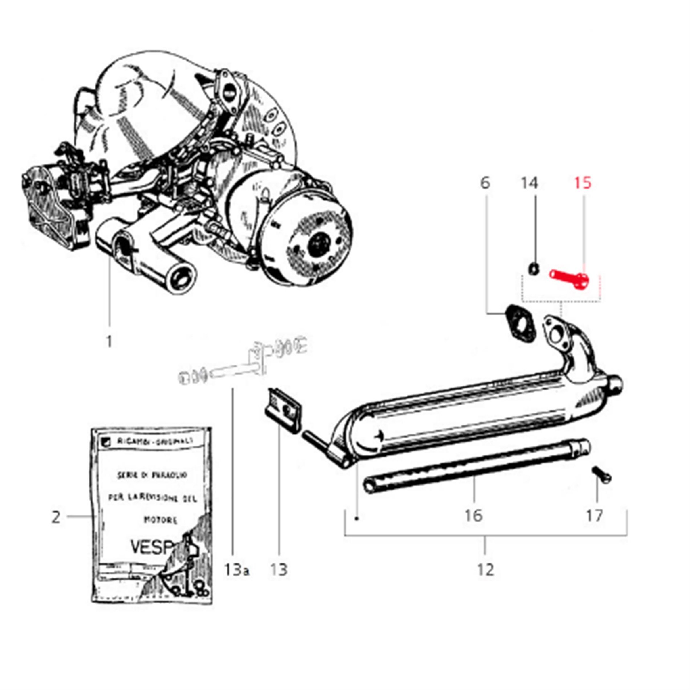 Image of Schraube für PIAGGIO Krümmer/Dämpfer Auspuff Banane M8x29 mm für Vespa ET3 für Vespa ET3