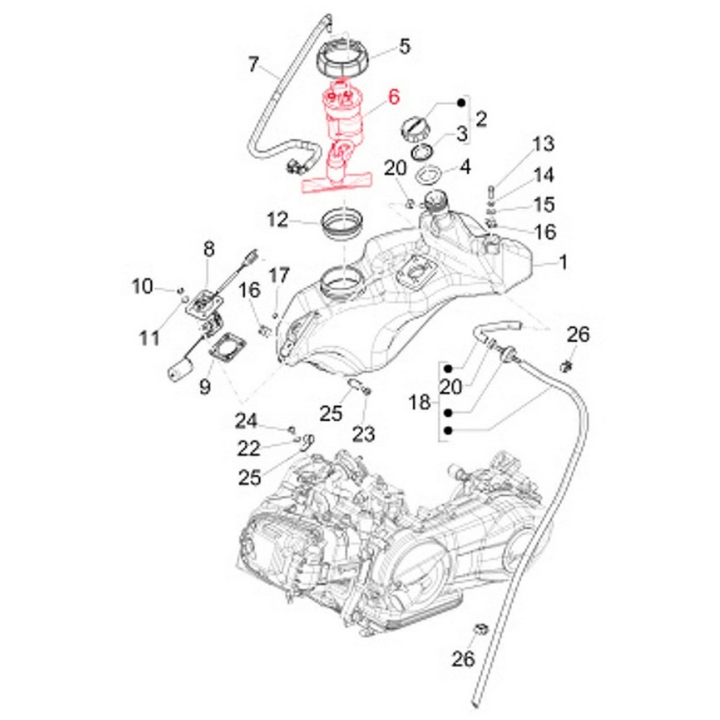 Image of Benzinpumpe PIAGGIO, 1D003178 für Vespa Primavera/Sprint 50-150ccm ('20-) für Vespa Primavera/Sprint 50-150ccm ('20-) für Vespa Primavera/Sprint 50-150ccm ('20-)