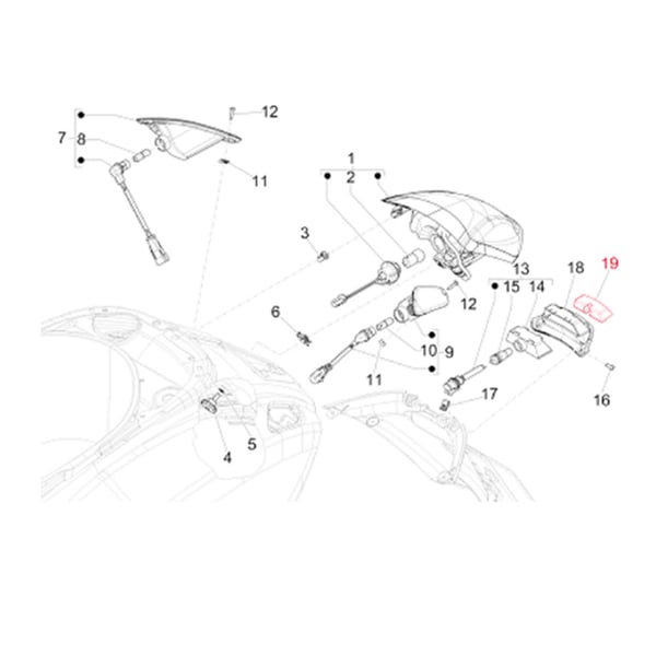 Image of Deckel PIAGGIO, Kennzeichenbeleuchtung für Vespa Primavera/Sprint 50-150ccm