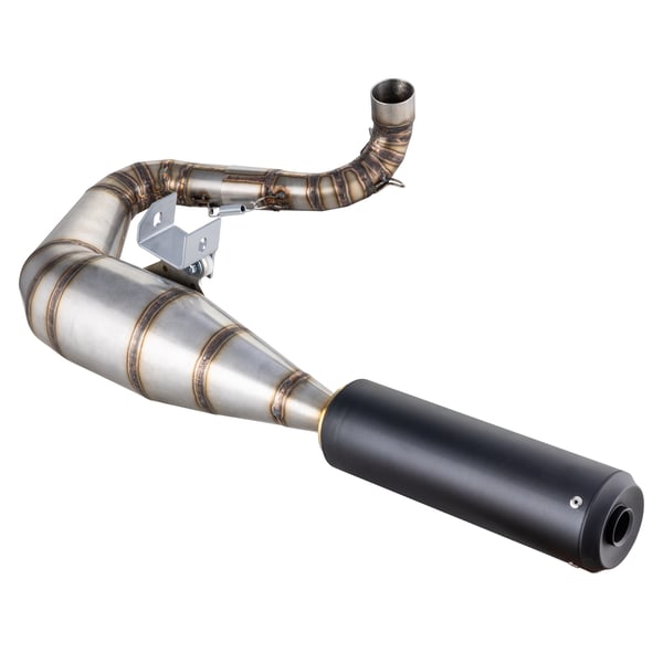 Image of Rennauspuff SIP Performance 2.0 Silent, Material: Edelstahl unlackiert, Dämpfer: Aluminium Farbe (ESD): schwarz matt für Vespa 200 Rally/P200E/PX200 E/Lusso/'98/MY/Cosa 1 200