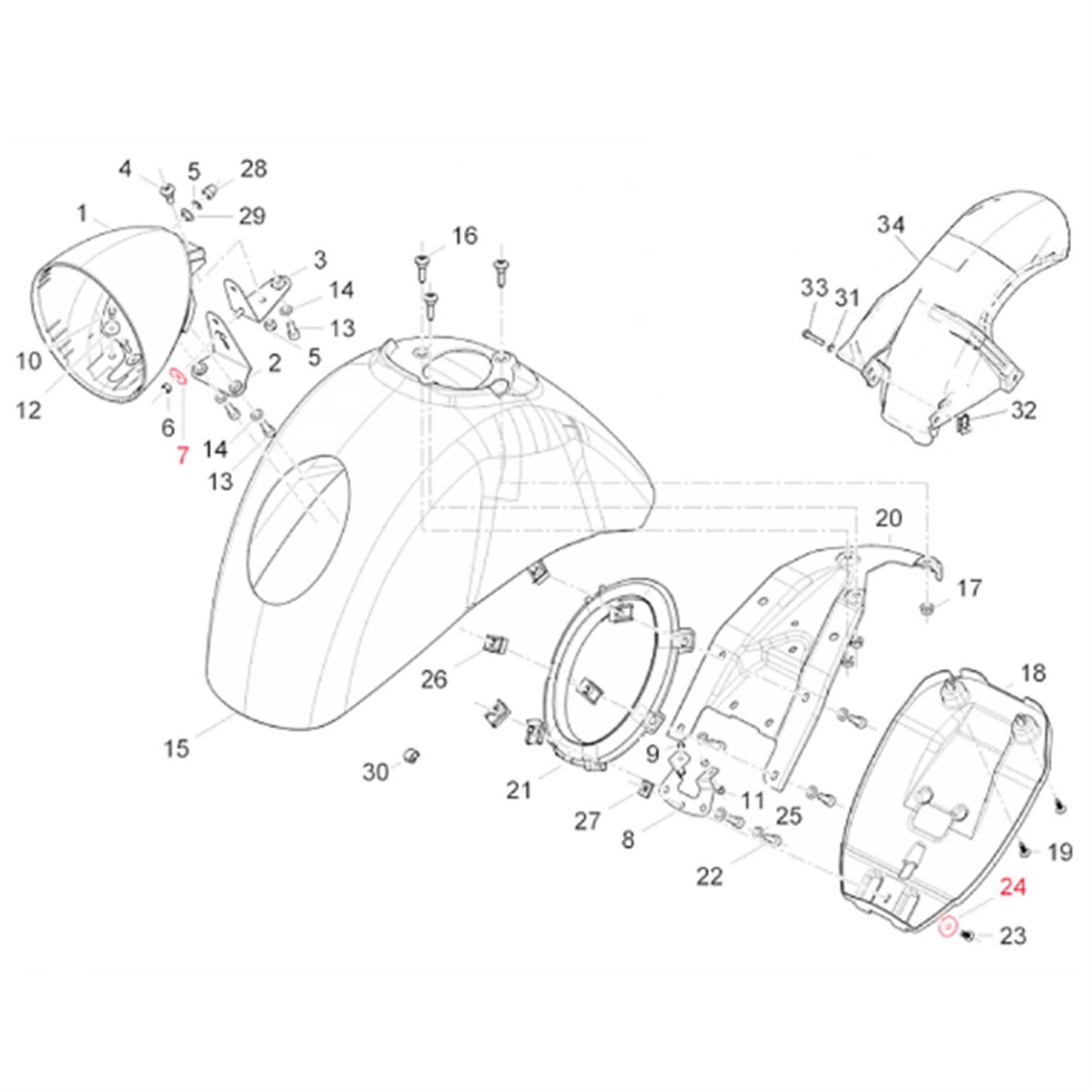 Image of Unterlegscheibe Scheinwerferfassung "Lampe unten", Kotflügel, PIAGGIO für Vespa GTV/GT 60 125-300ccm für Vespa GTV/GT 60 125-300ccm