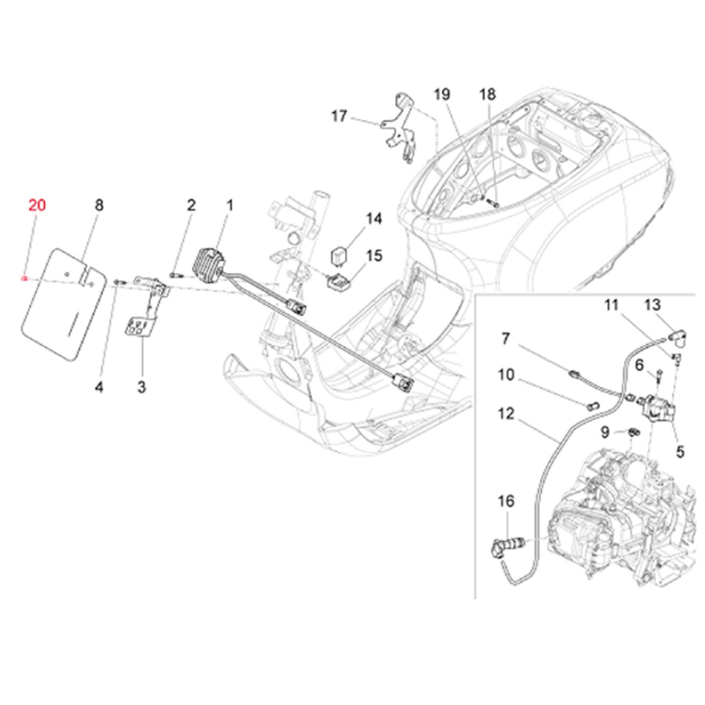 Image of Verschlussdübel Abdeckung 6 mm, PIAGGIO für Vespa LX/S 125-150ccm 4T AC für Vespa LX/S 125-150ccm 4T AC