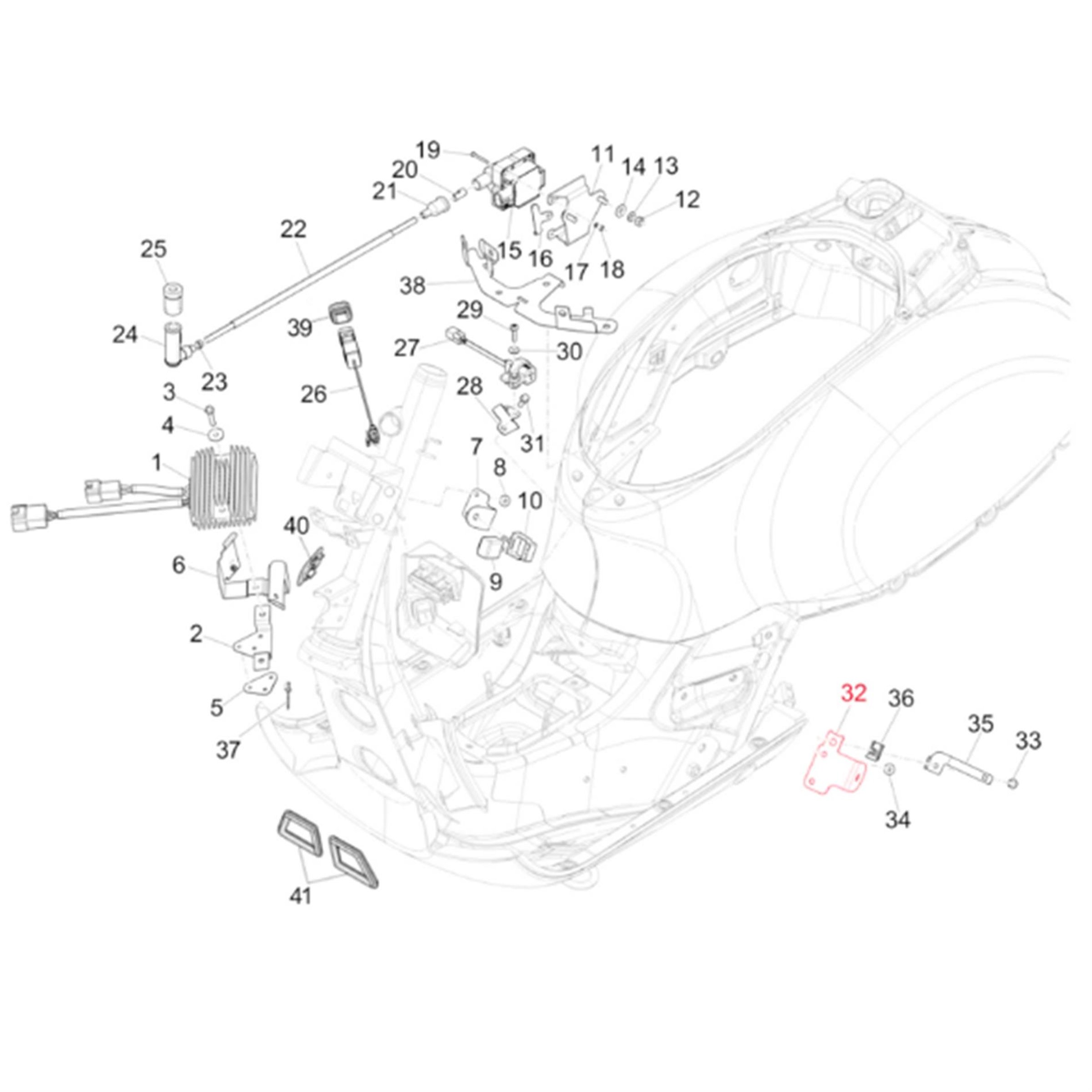 Image of Halterung PIAGGIO, Blinker vorne, 1D000504 für Vespa GTS/GTS Super 125-300ccm für Vespa GTS/GTS Super 125-300ccm