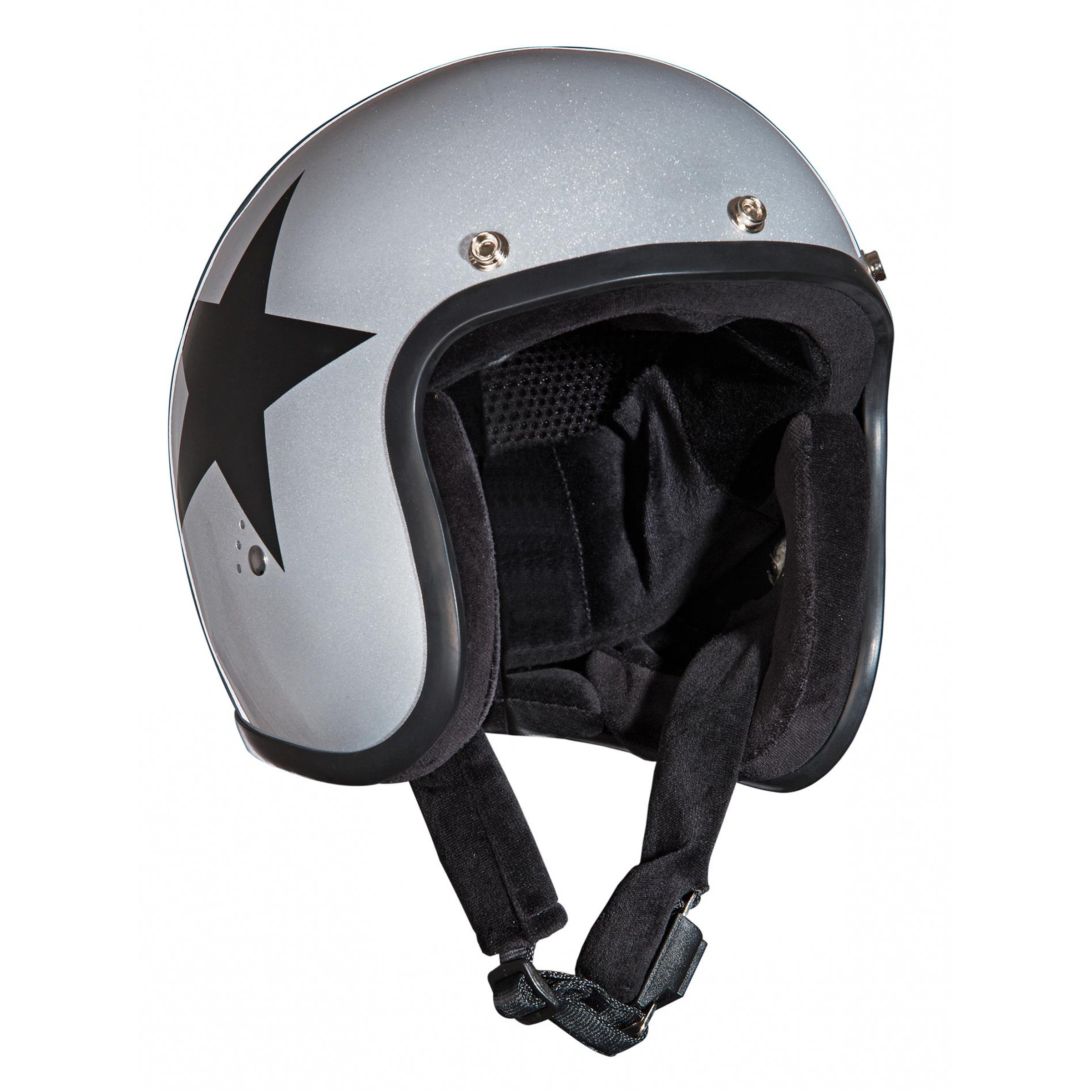 Image of Helm BANDIT Jet Star mit schwarzem Stern, silber, Gr. XXL, 63cm Jethelm Jethelm