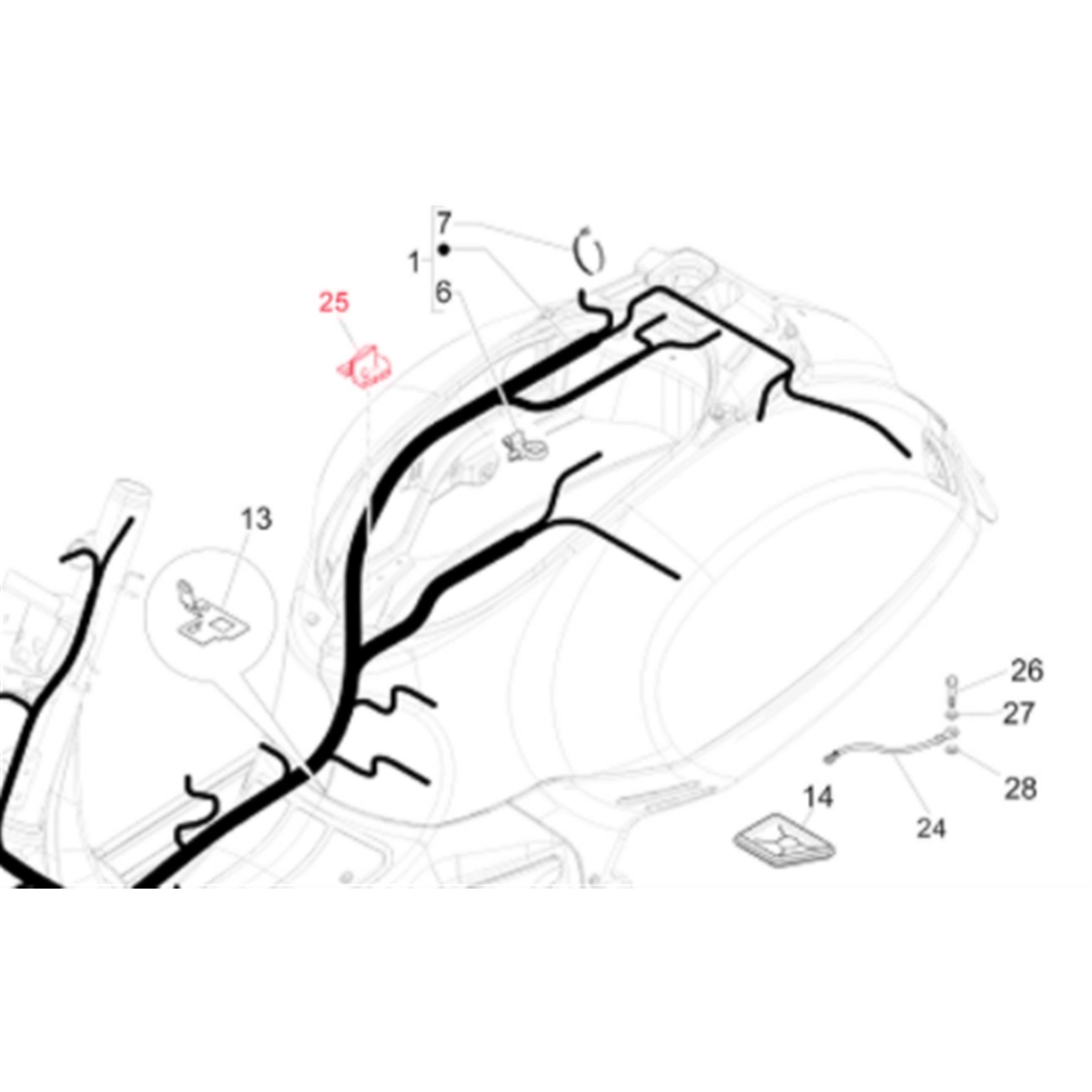 Image of Kantenschutz PIAGGIO Kabelbaum schwarz für Vespa GTS/GTS Super 125-300ccm für Vespa GTS/GTS Super 125-300ccm