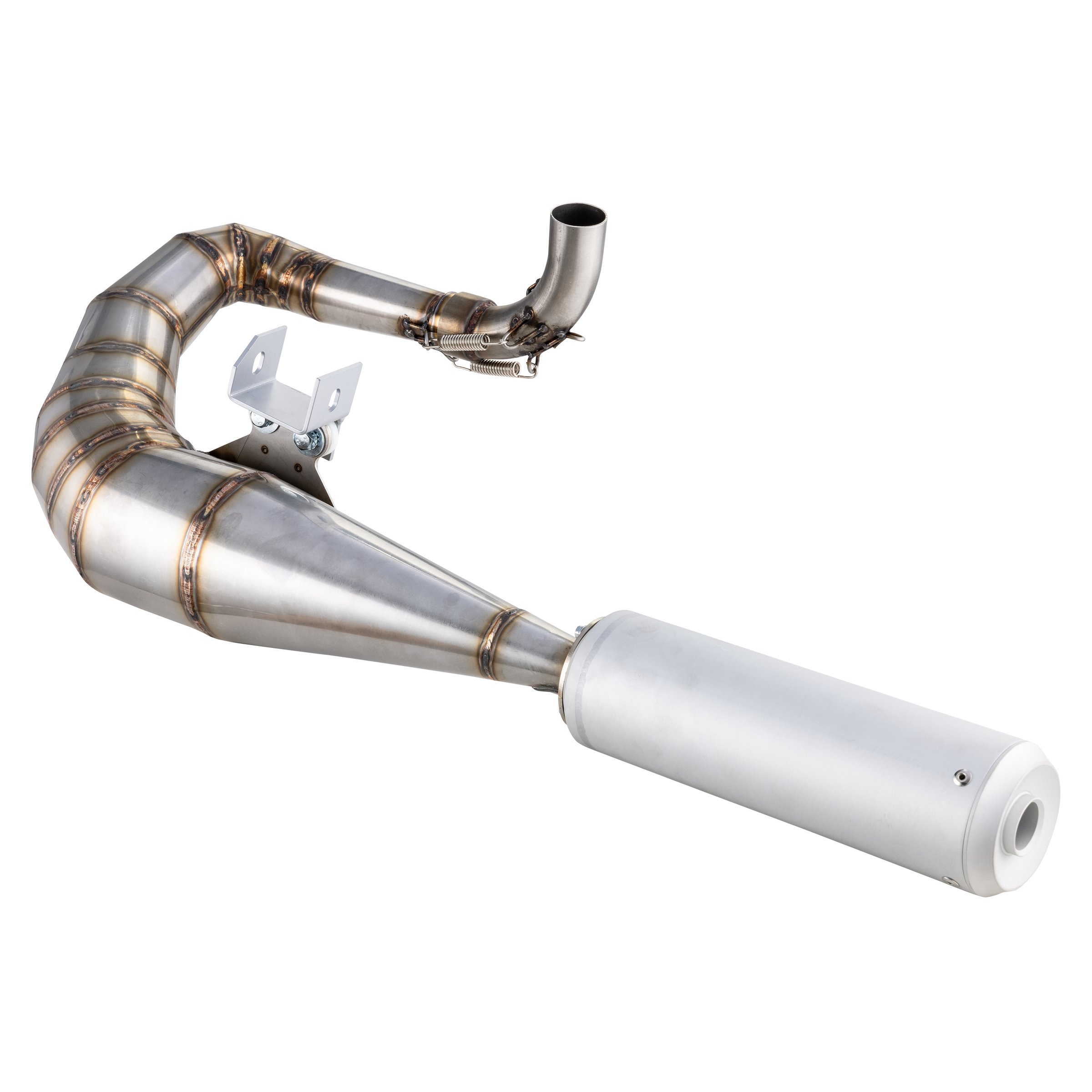 Image of Rennauspuff SIP Performance 2.0 Silent, Material: Edelstahl unlackiert, Dämpfer: Aluminium Farbe (ESD): silber für Vespa 125 GT/GTR/TS/150 GL/Sprint/V/PX80-150/PE/Lusso/Cosa 1 für Vespa 125 GT/GTR/TS/150 GL/Sprint/V/PX80-150/PE/Lusso/Cosa 1