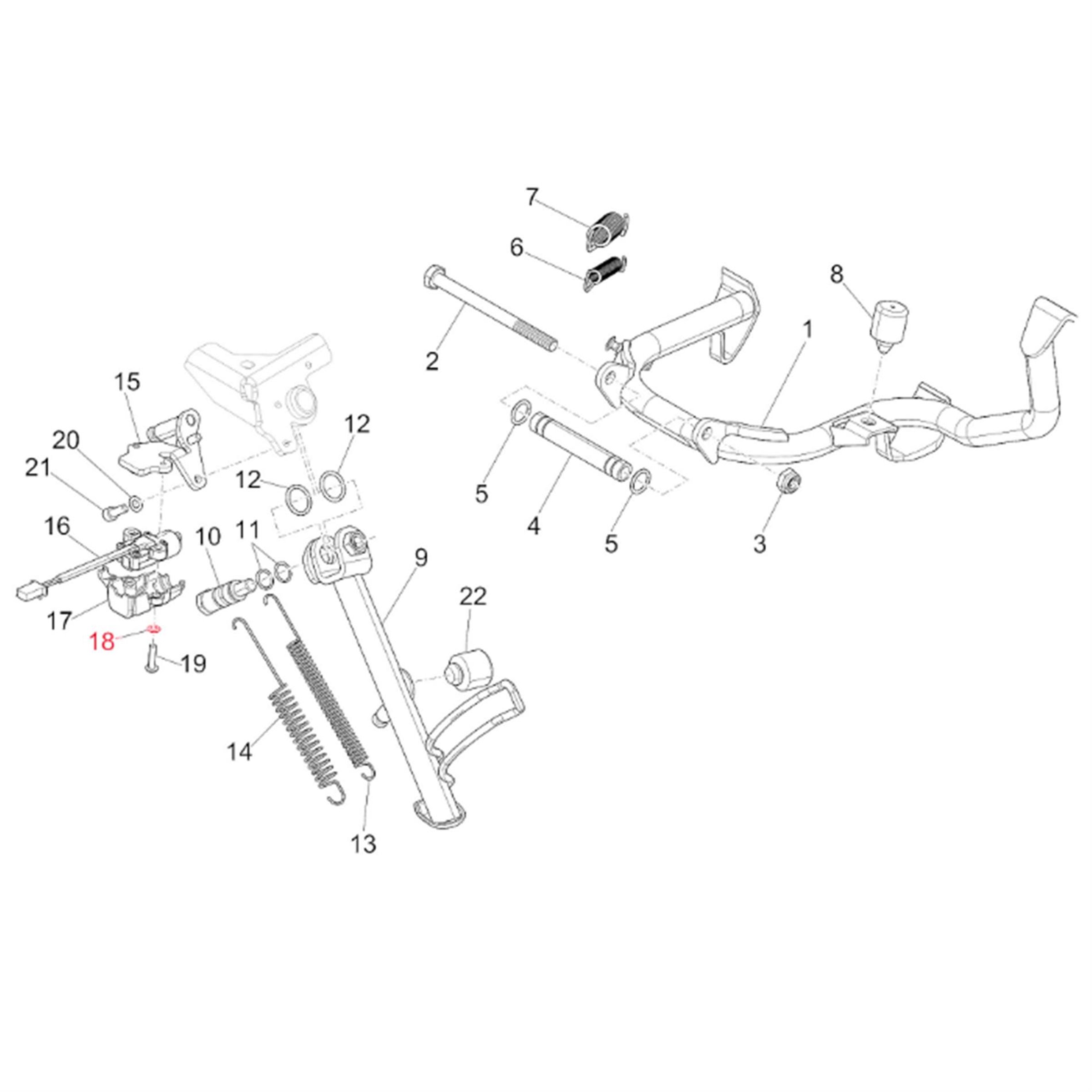Image of Unterlegscheibe Seitenständer, PIAGGIO für Vespa GTS/GTS Super 125/300ccm ('16-) für Vespa GTS/GTS Super 125/300ccm ('16-)