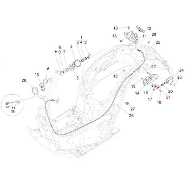 Image of Feder PIAGGIO elektronisch, Sitzbankentriegelung, hinten, 620415 - 577132 für Vespa GTS/GTS Super/GTV/GT 60/GT/GT L 125-300ccm