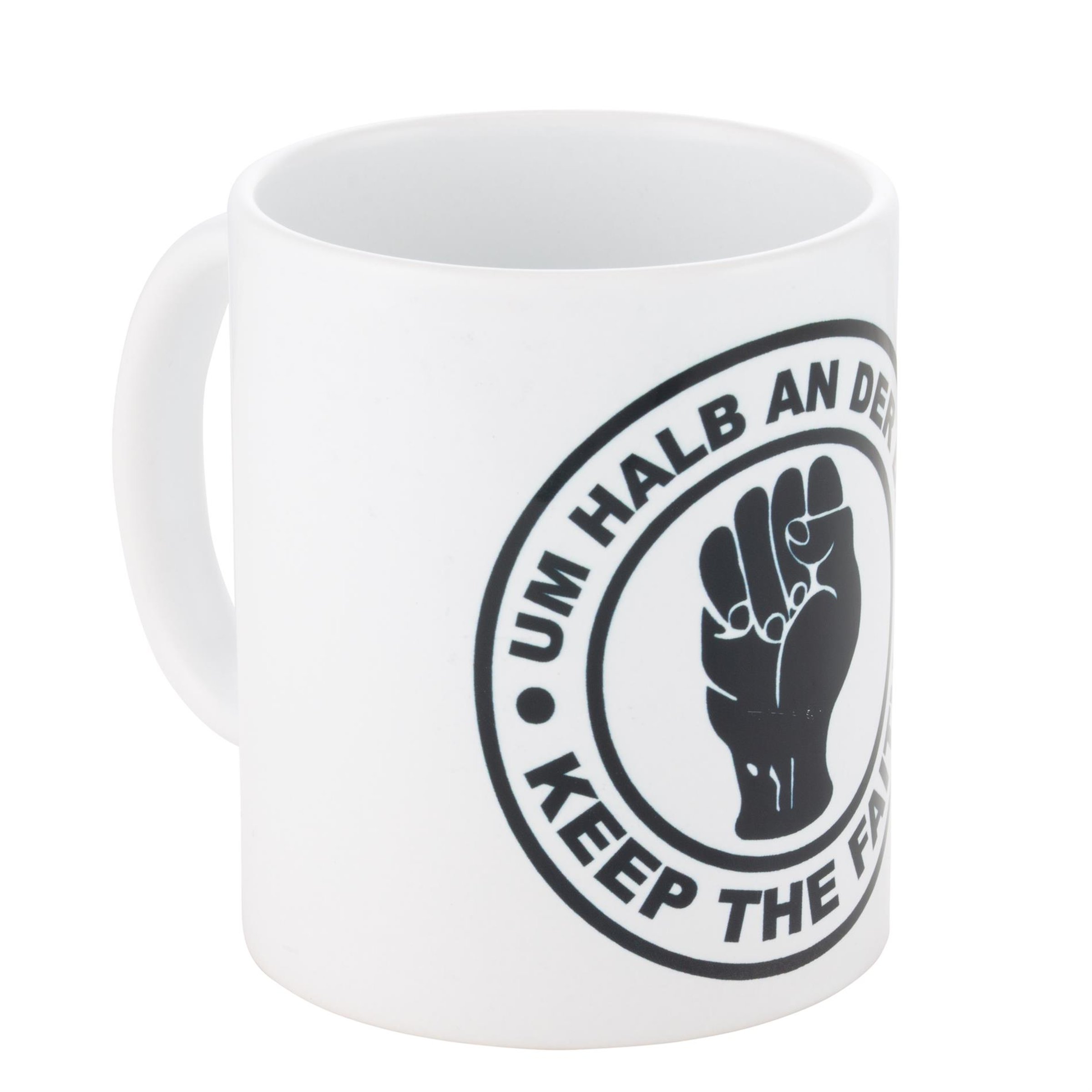 Image of Tasse UM HALB AN DER BAR weiß/schwarz